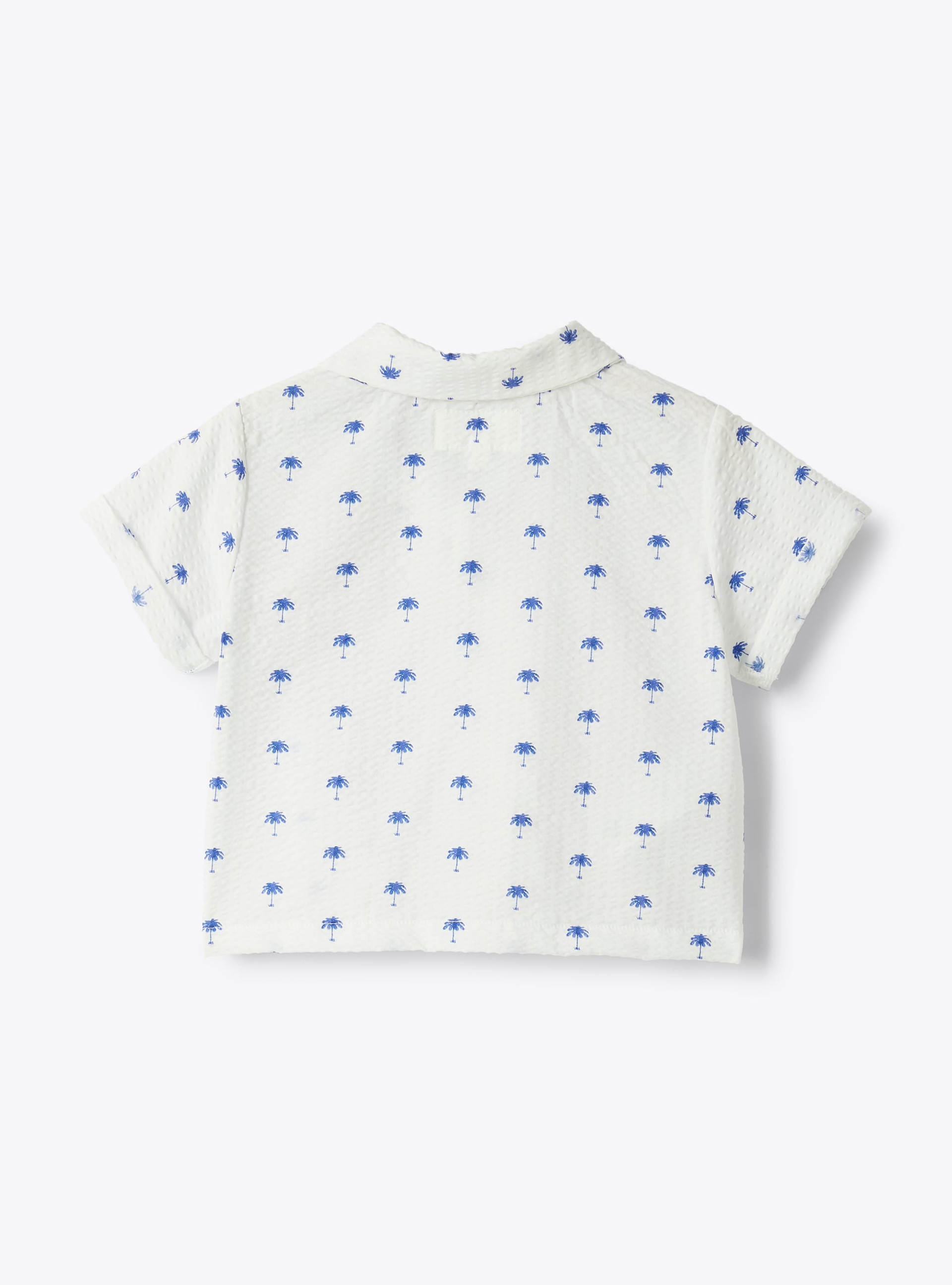 Upcycled seersucker baby shirt - Blue | Il Gufo