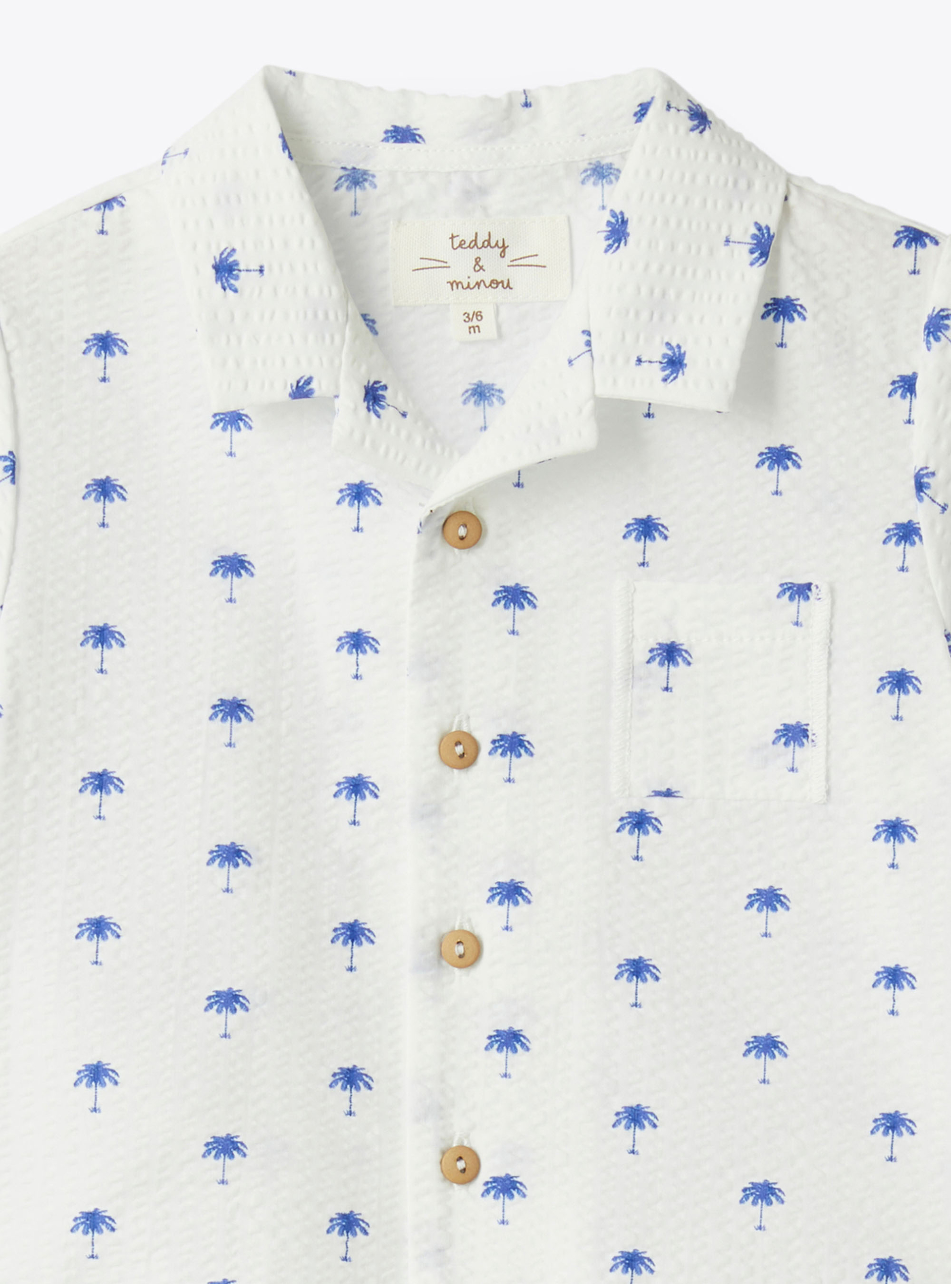 Upcycled seersucker baby shirt - Blue | Il Gufo
