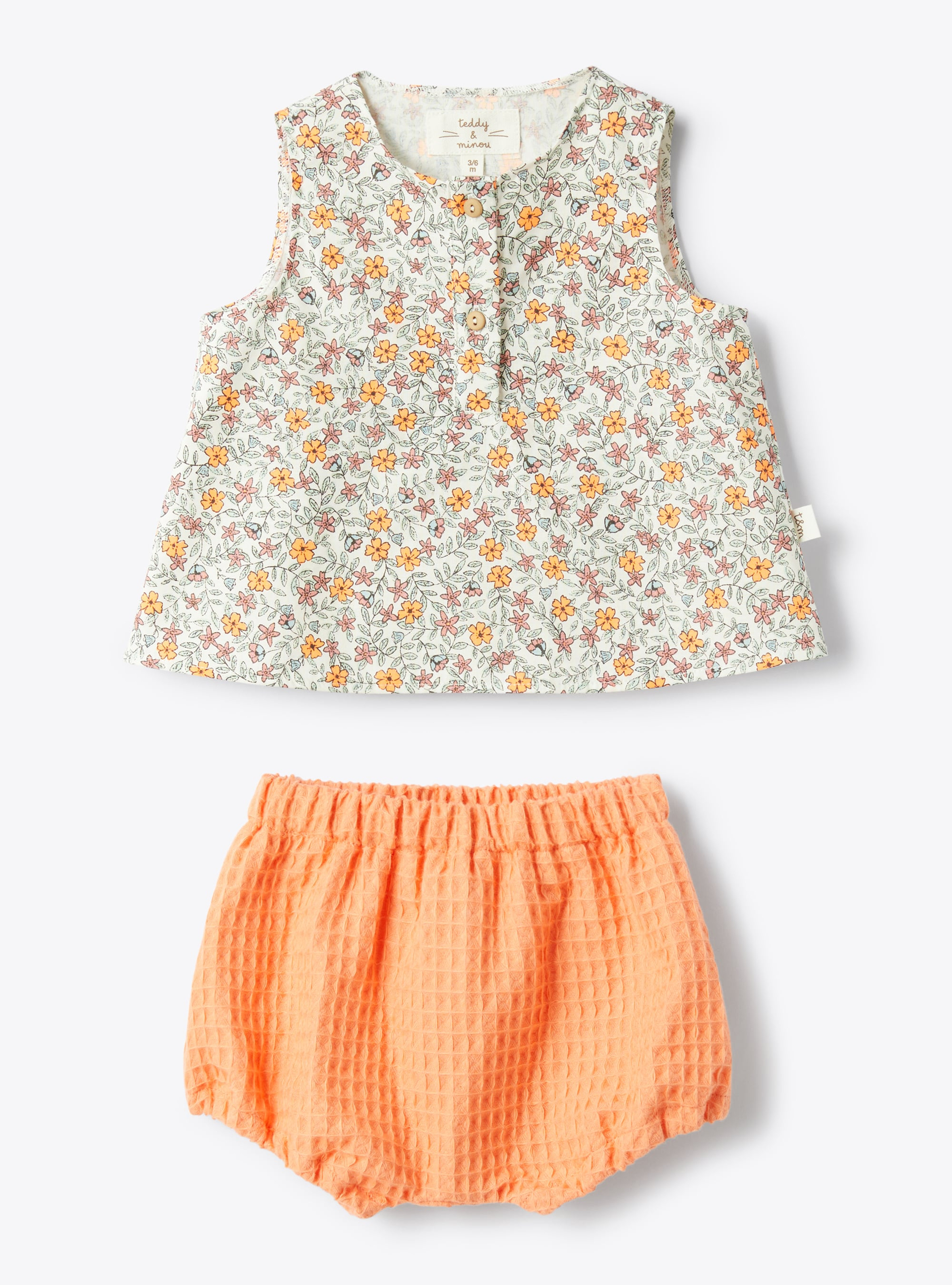 Floral organic cotton set - Orange | Il Gufo
