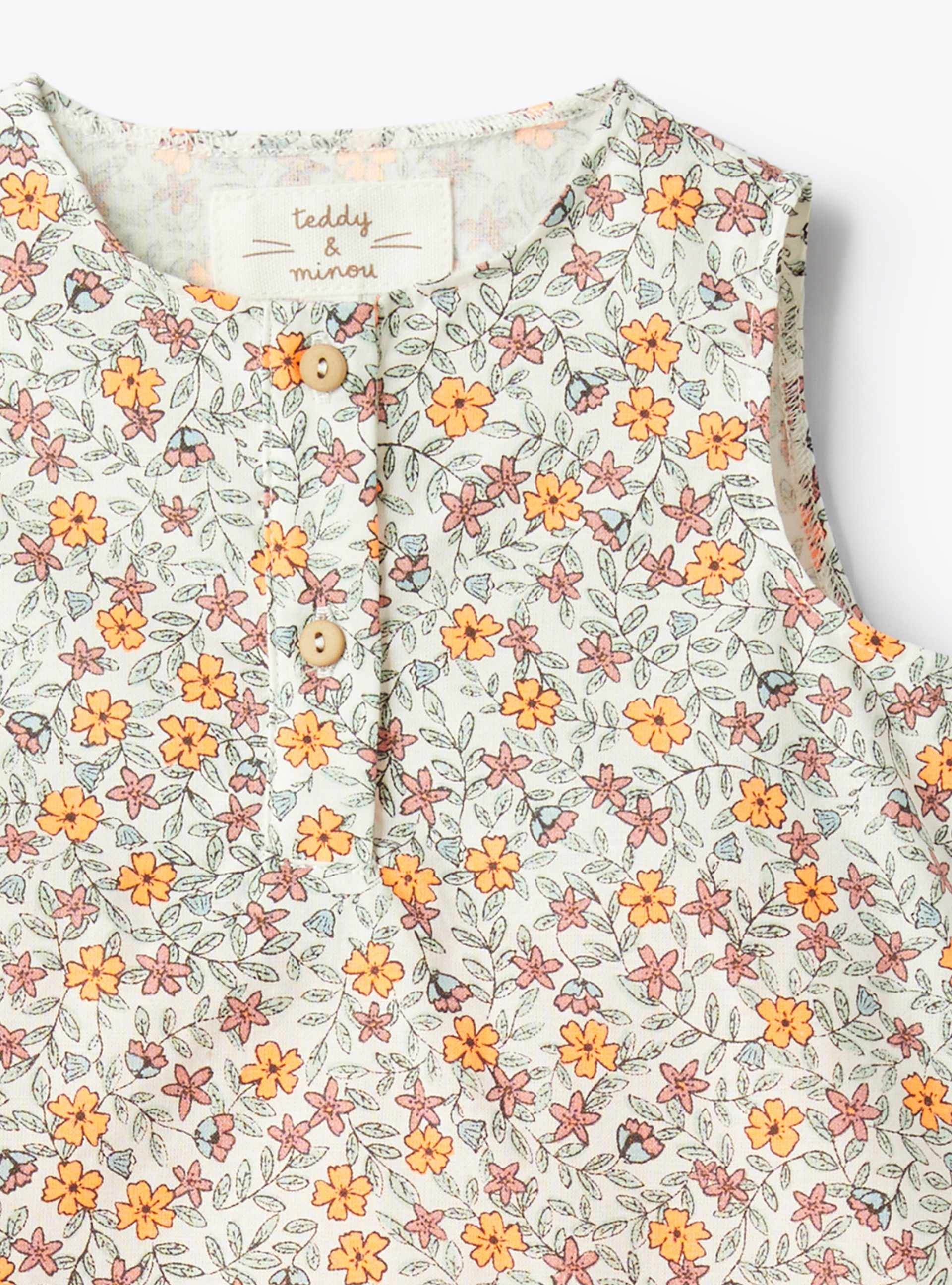 Floral organic cotton set - Orange | Il Gufo