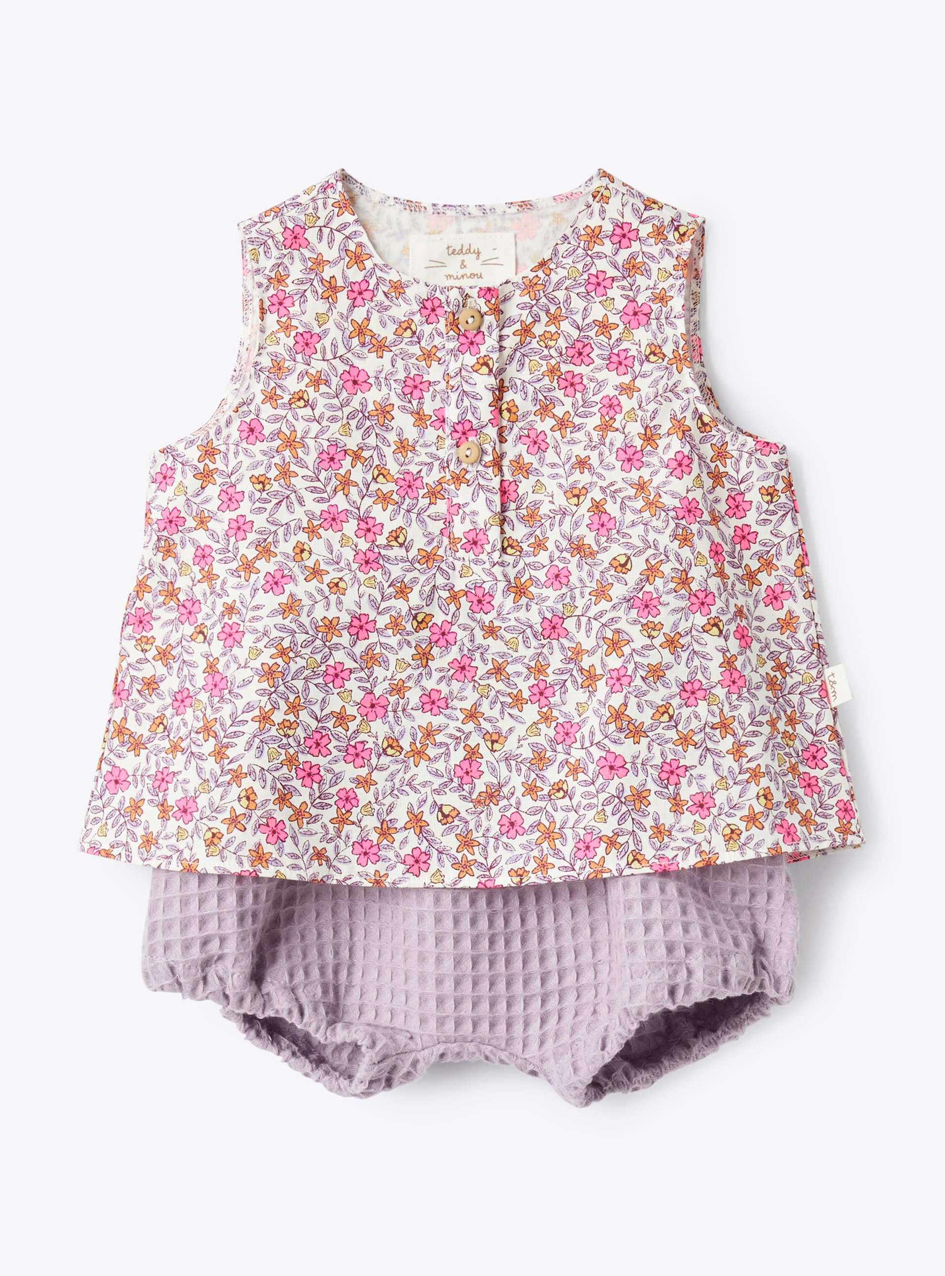 Floral organic cotton set - Fuchsia | Il Gufo