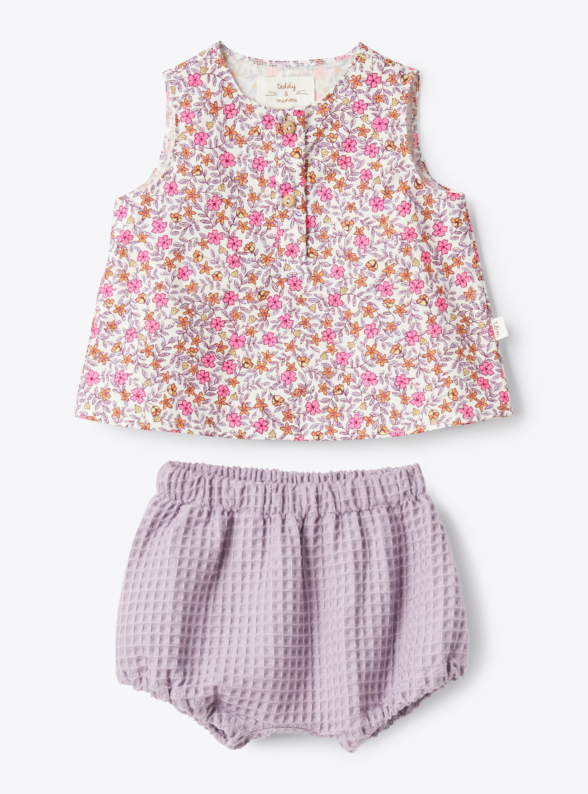 Floral organic cotton set - Fuchsia | Il Gufo