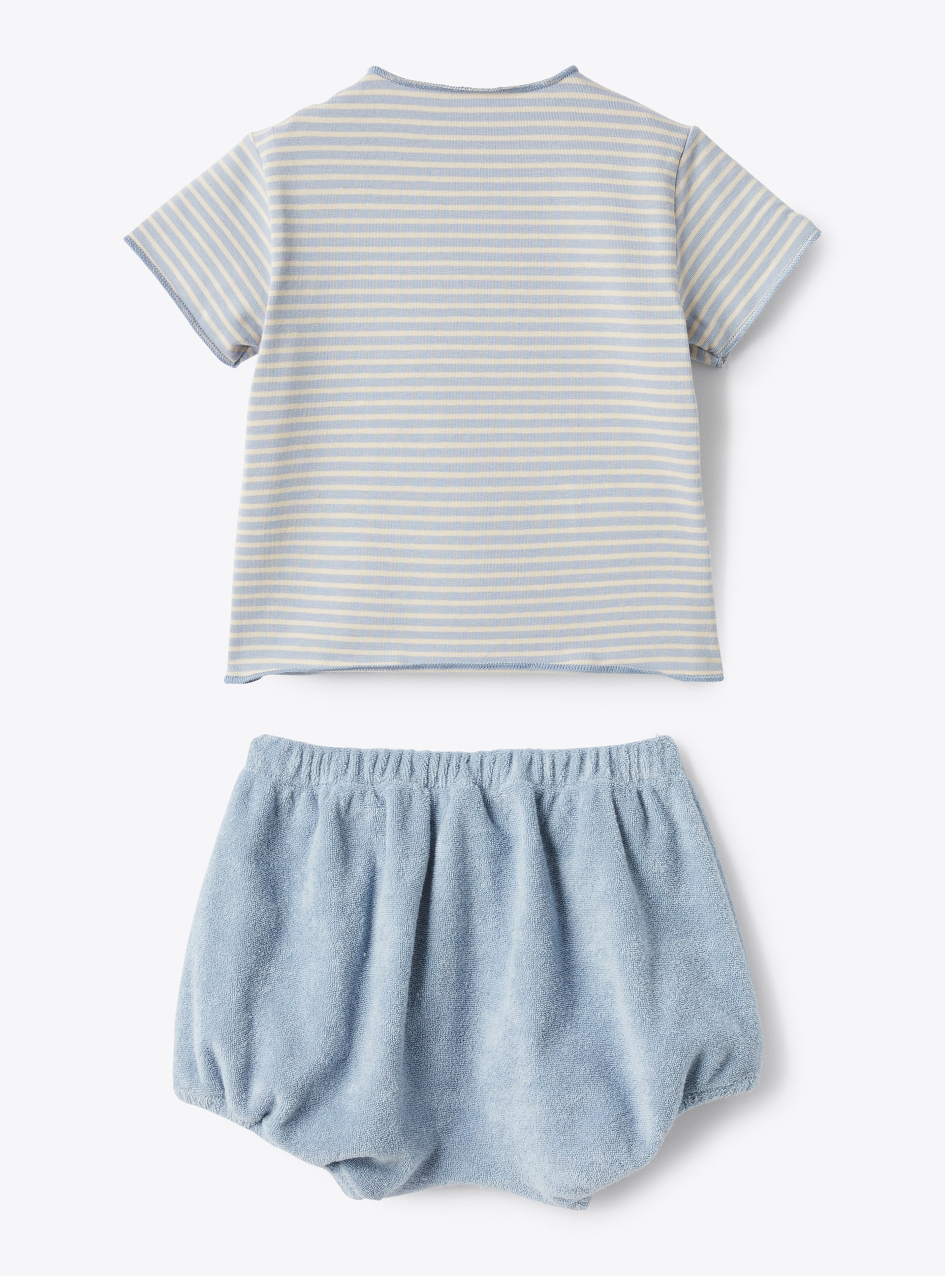 Striped jersey and terry set - Light blue | Il Gufo