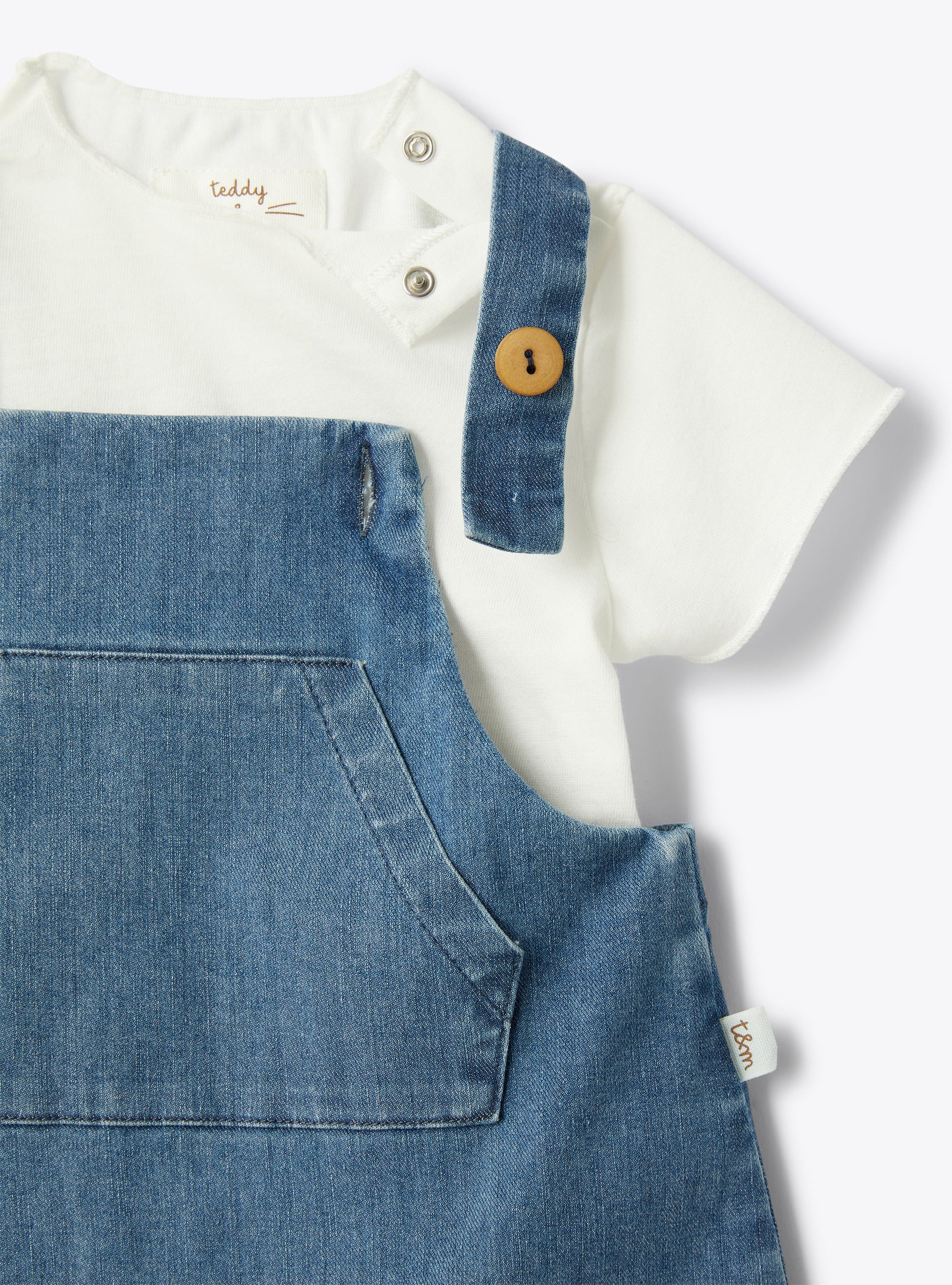 Ensemble-salopette en denim recyclé - Bleu | Il Gufo