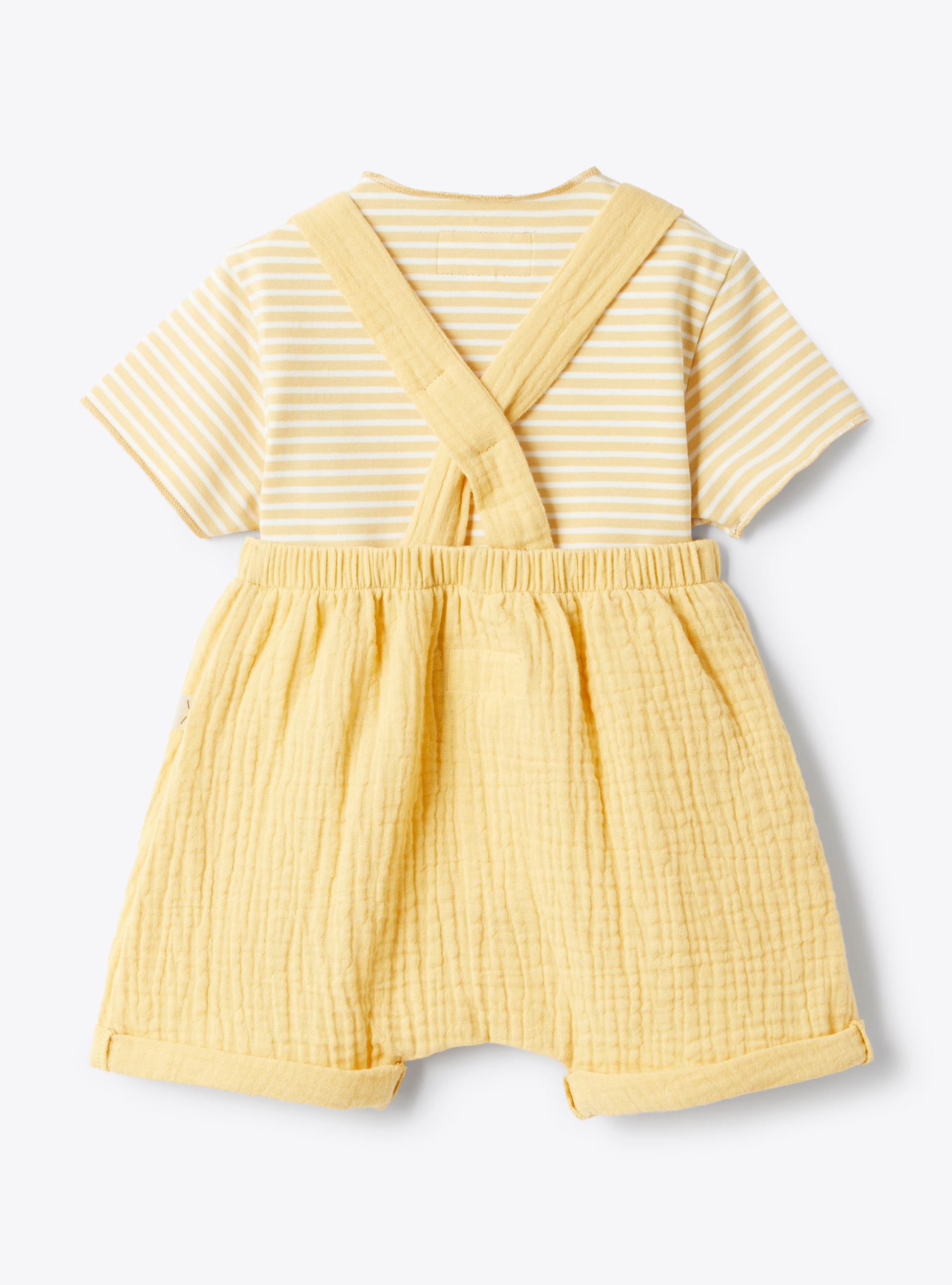 Striped jersey and gauze overall set - Orange | Il Gufo