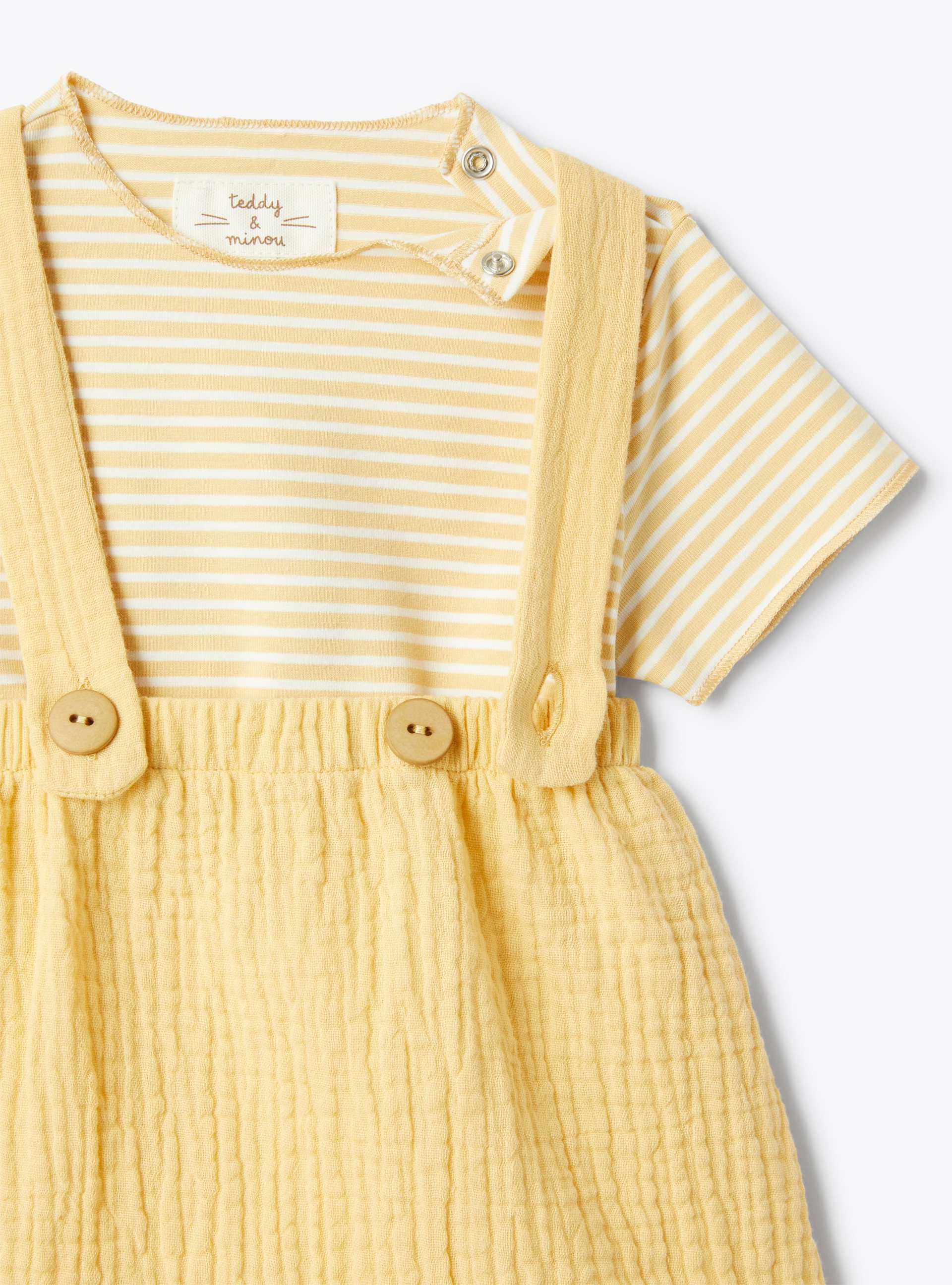 Striped jersey and gauze overall set - Orange | Il Gufo