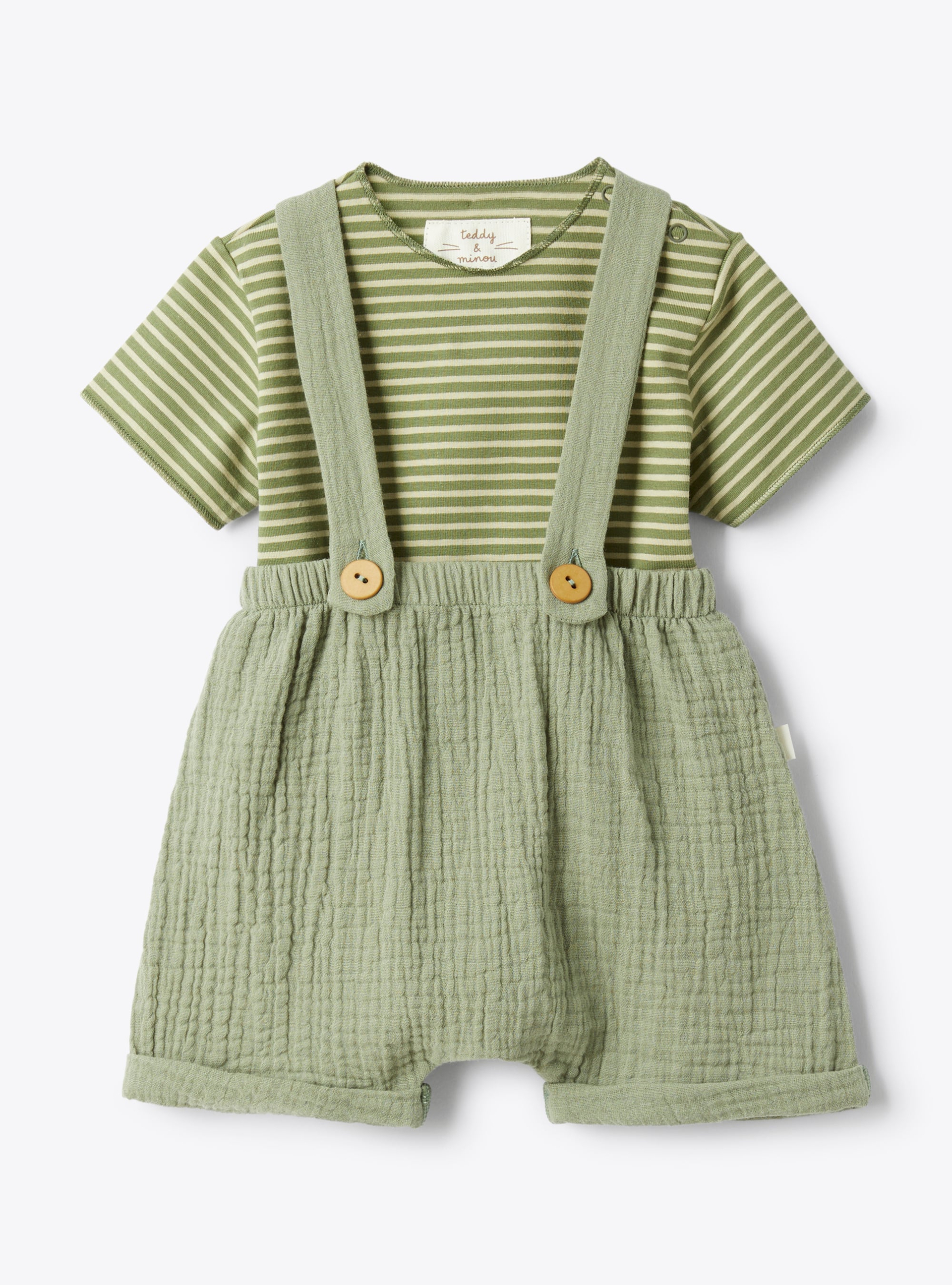 Striped jersey and gauze overall set - Two-piece sets - Il Gufo