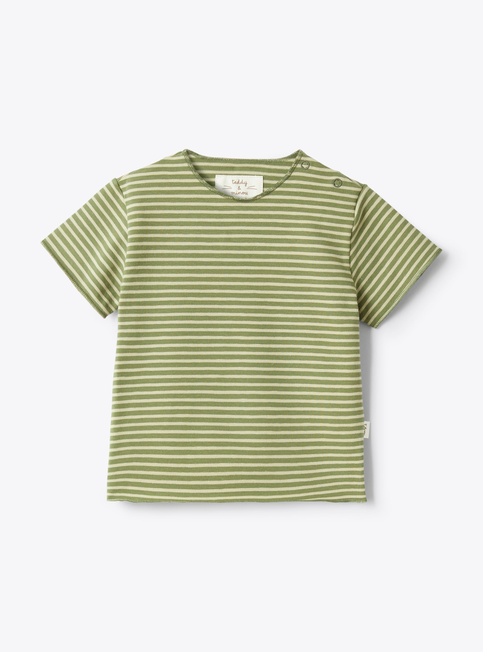 Striped jersey and gauze overall set - Green | Il Gufo