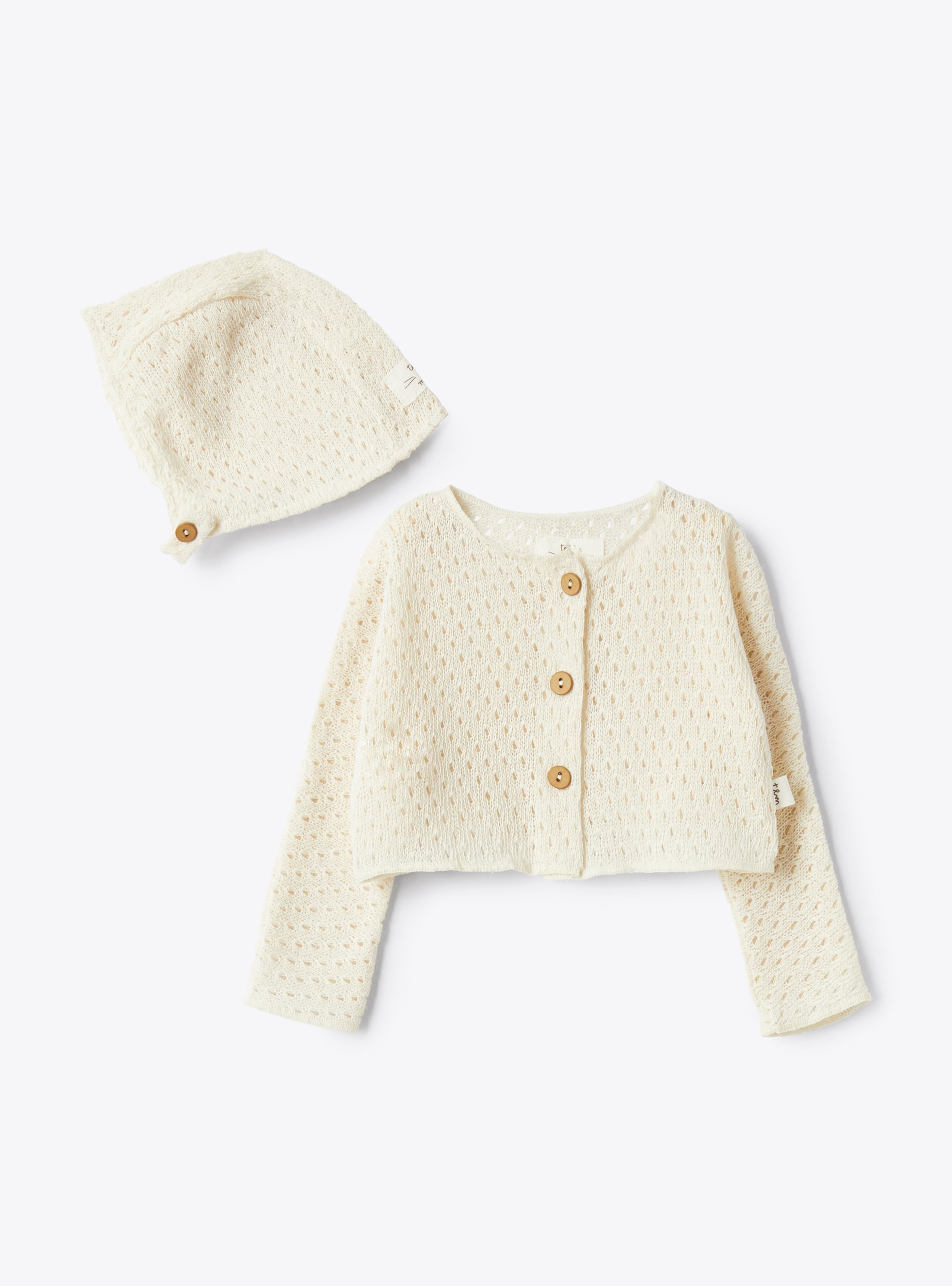 Set with a hat and perforated knit cardigan - Sweaters - Il Gufo