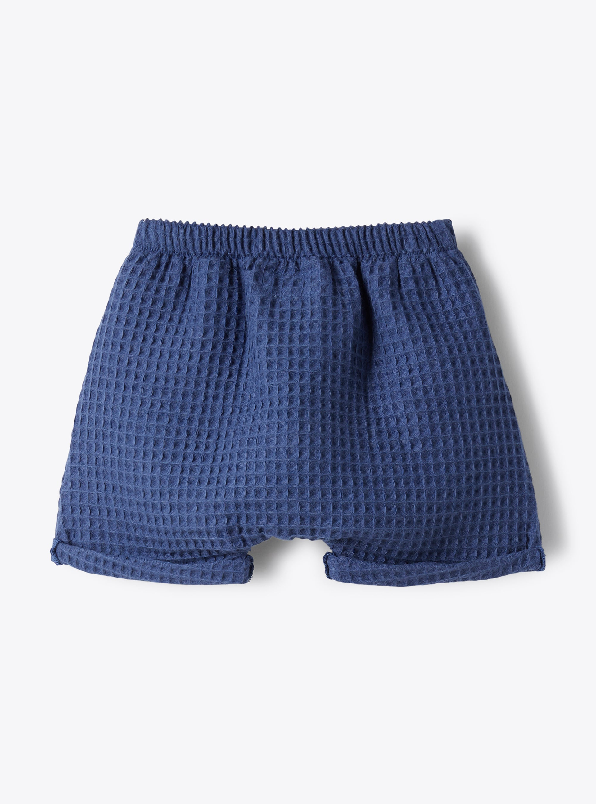 Bermuda da neonato in cotone waffle - Blu | Il Gufo
