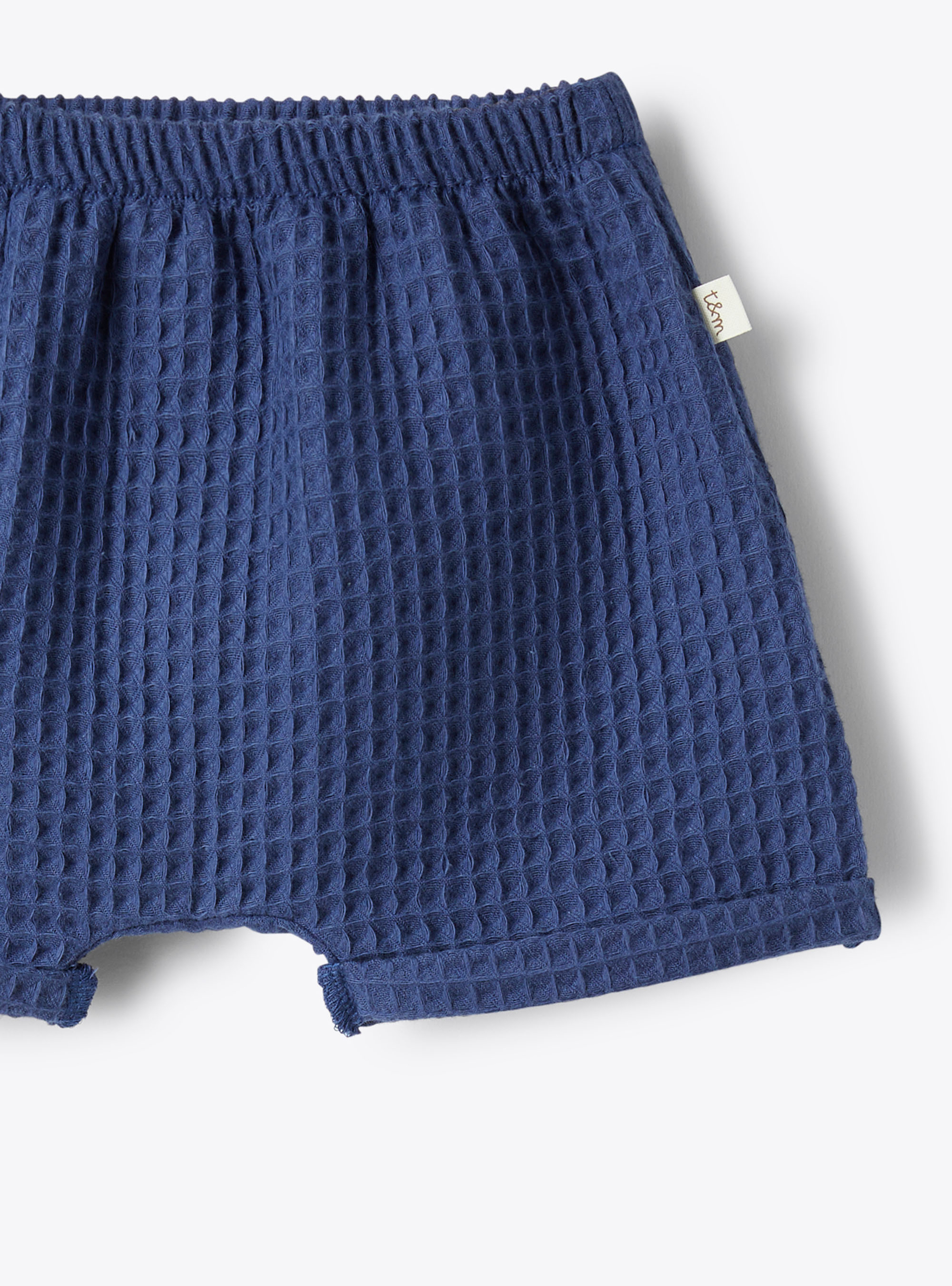 Bermuda da neonato in cotone waffle - Blu | Il Gufo