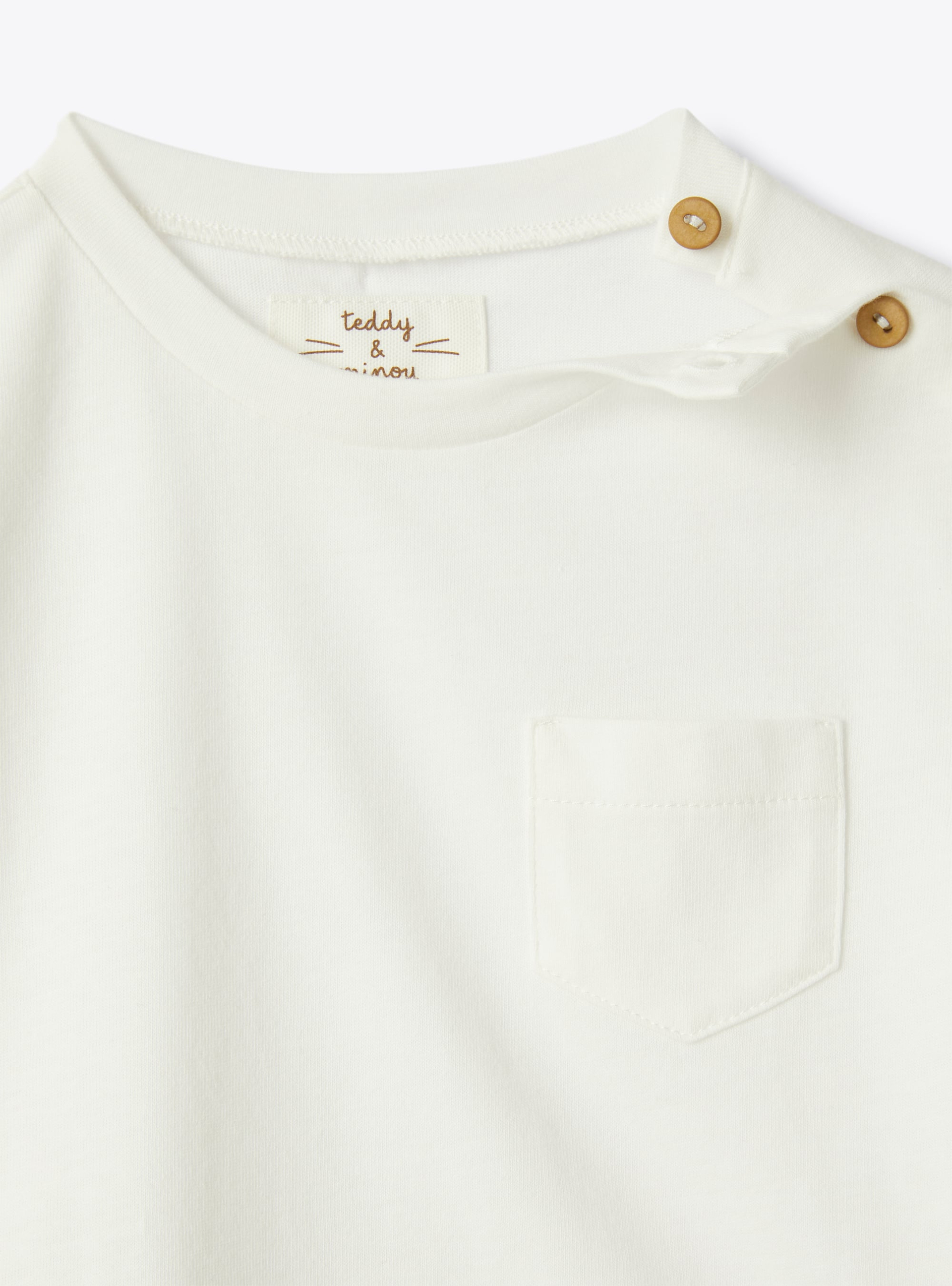 T-shirt in jersey organico con taschino - Bianco | Il Gufo