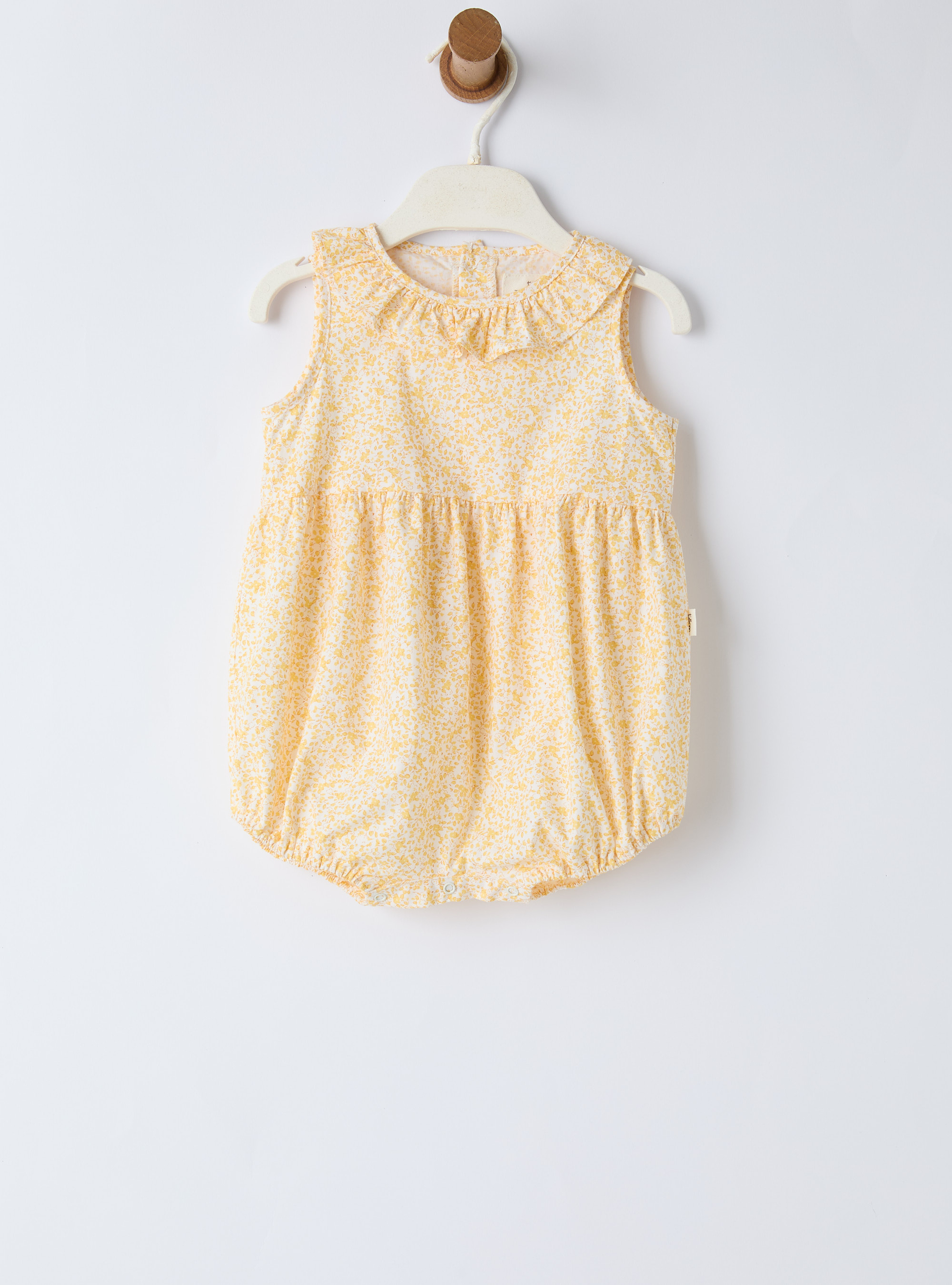 Organic cotton floral print romper - Orange | Il Gufo