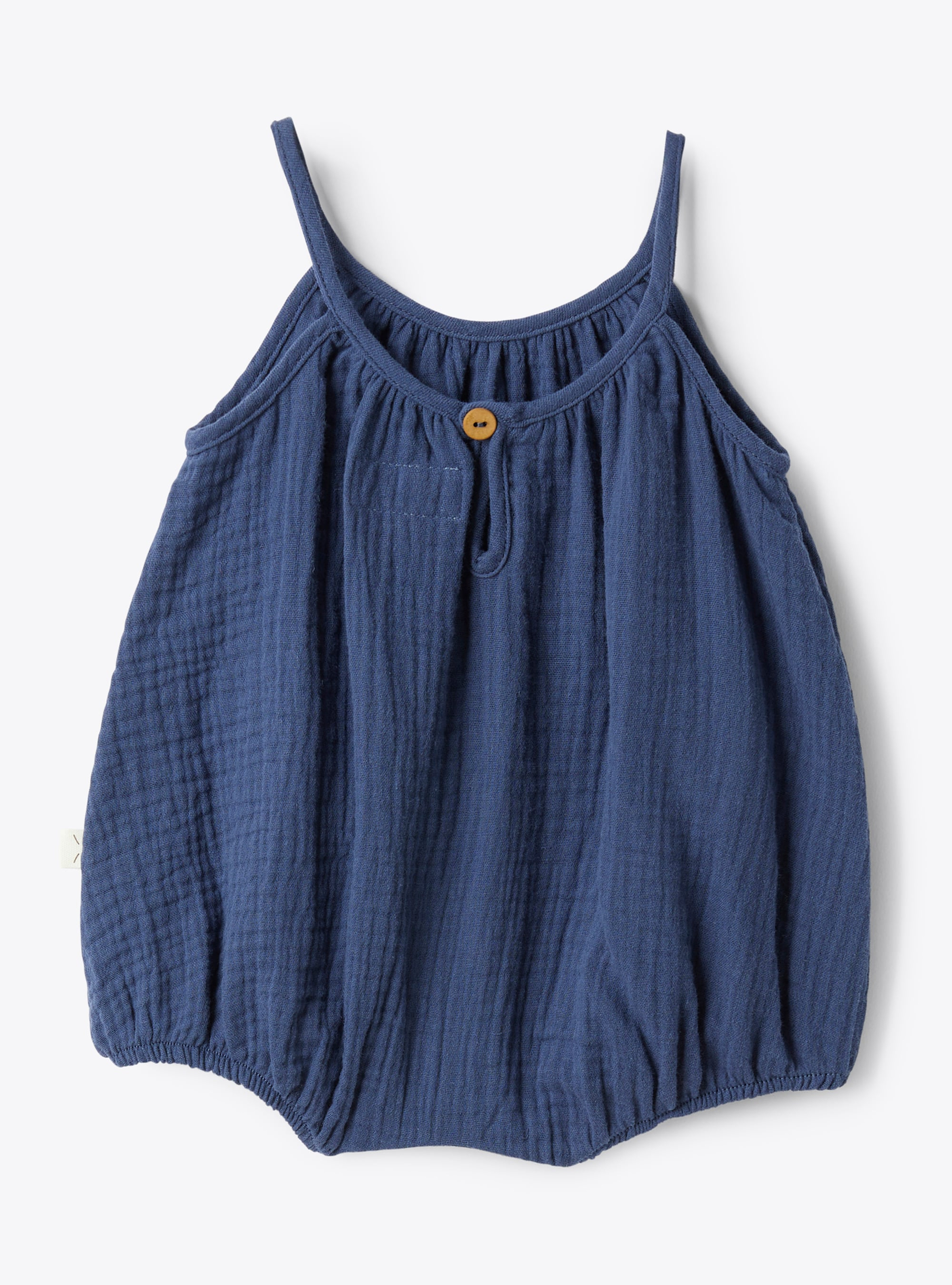 Combi-short en gaze de coton organique - Bleu | Il Gufo