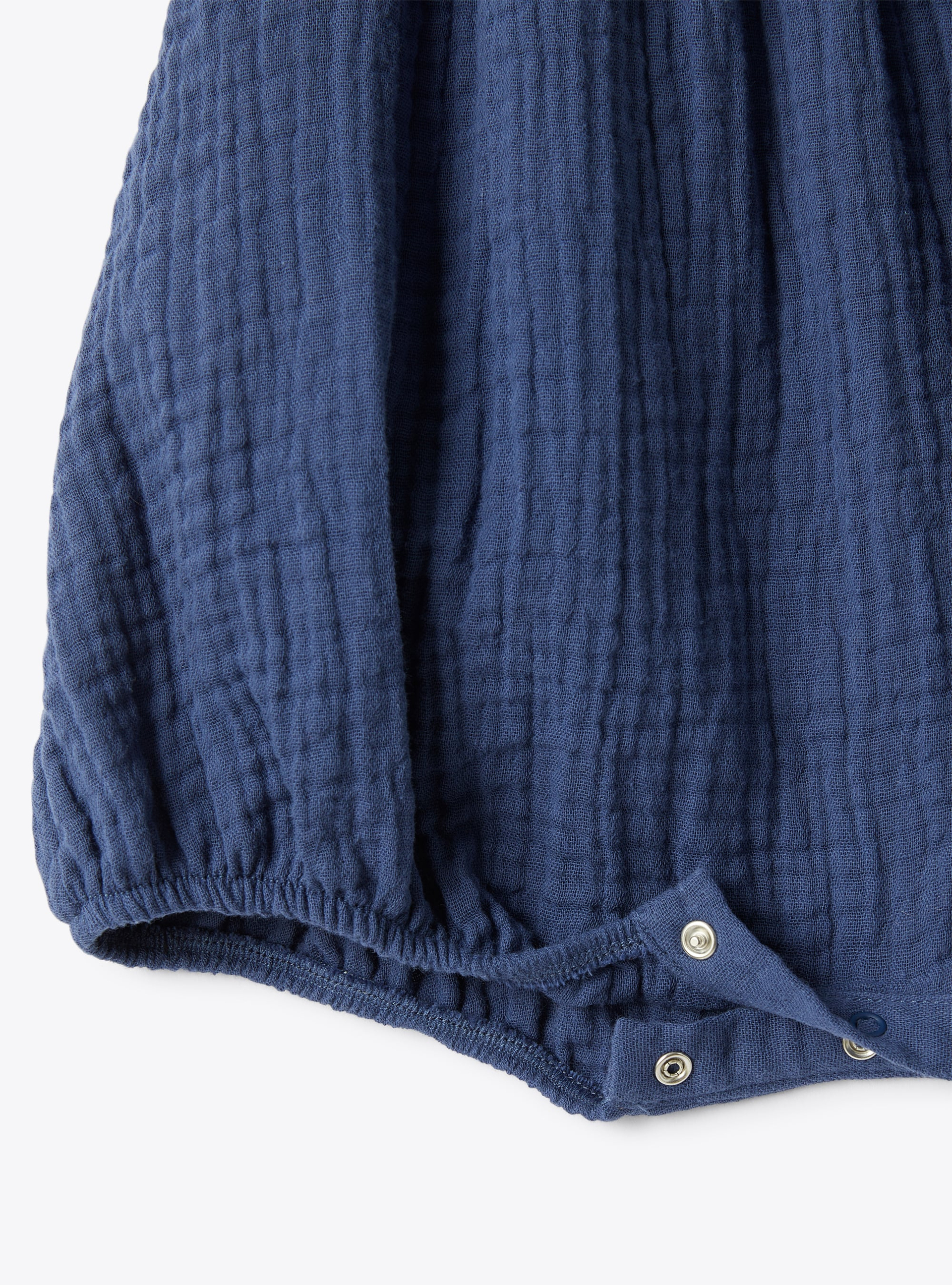 Combi-short en gaze de coton organique - Bleu | Il Gufo