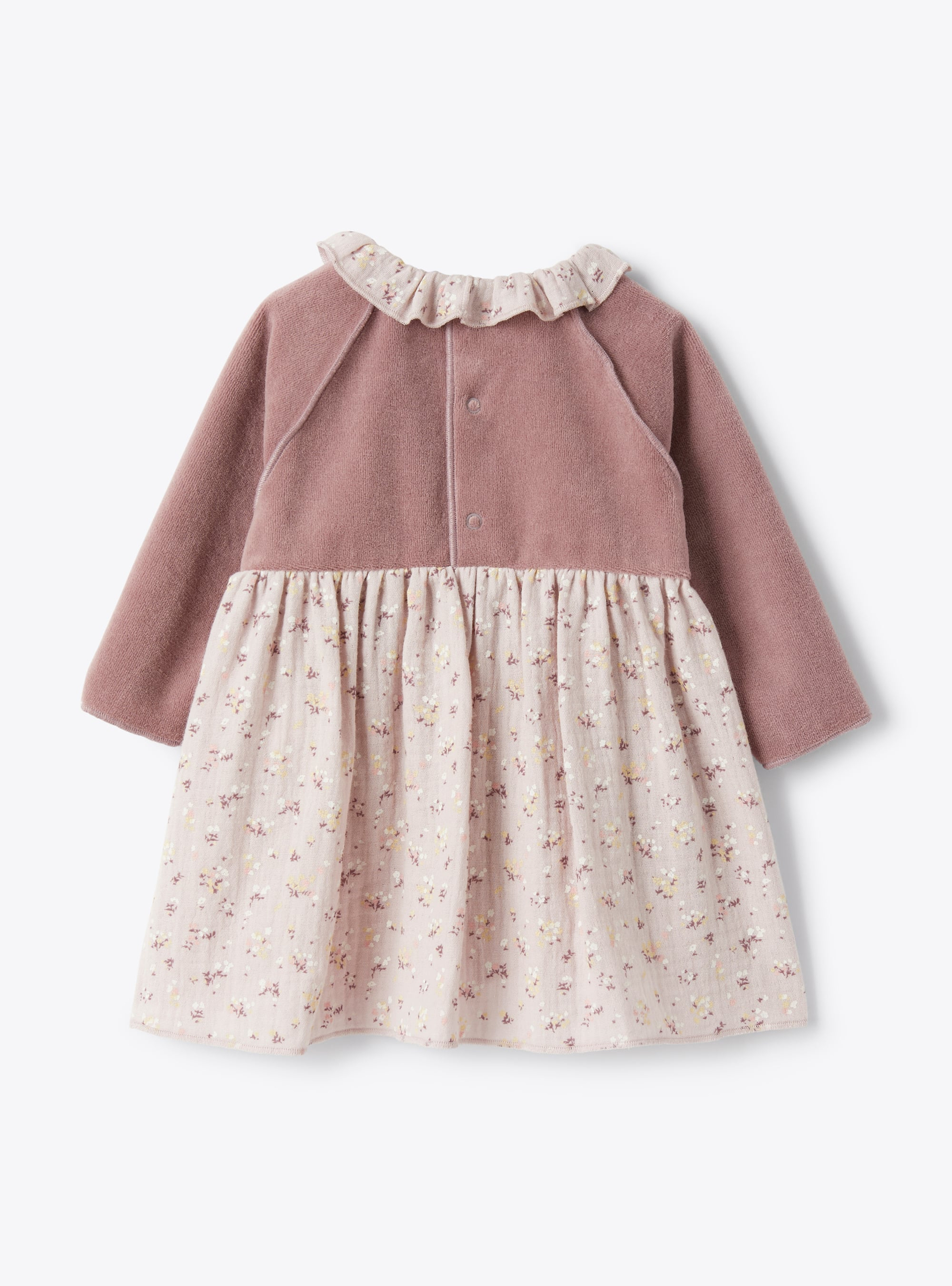 Chenille and organic gauze dress - Violet | Il Gufo