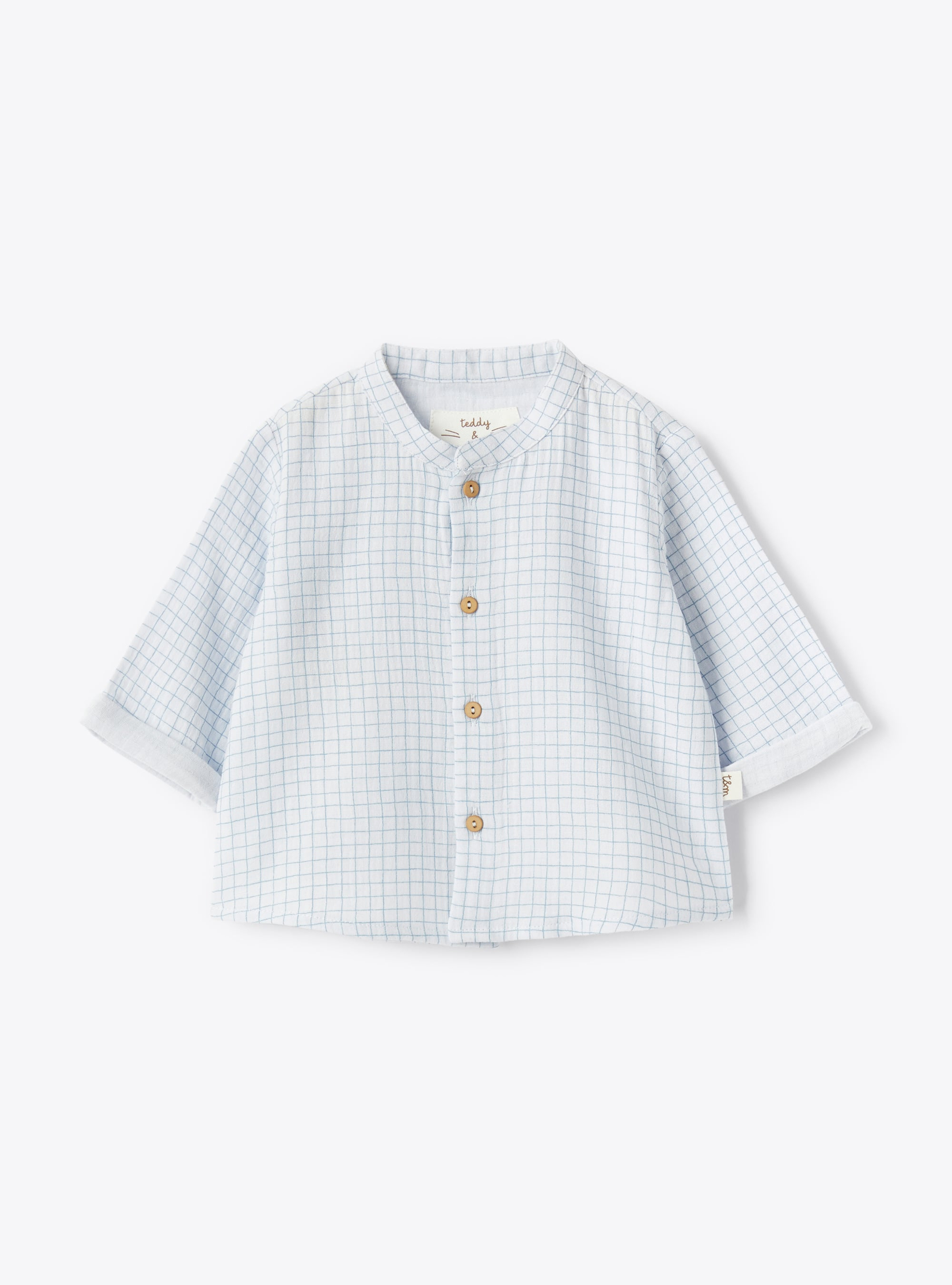 Organic cotton gauze shirt - Light blue | Il Gufo