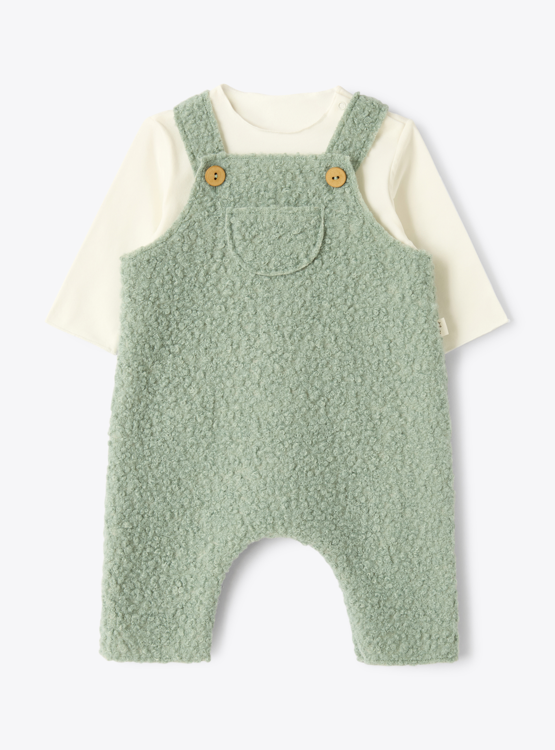 Set in organic cotton jersey and bouclé fabric - Green | Il Gufo