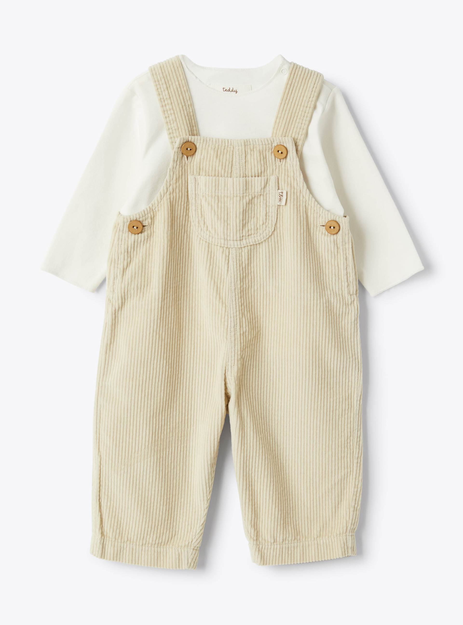 Two-piece set in jersey and upcycled corduroy - Beige | Il Gufo
