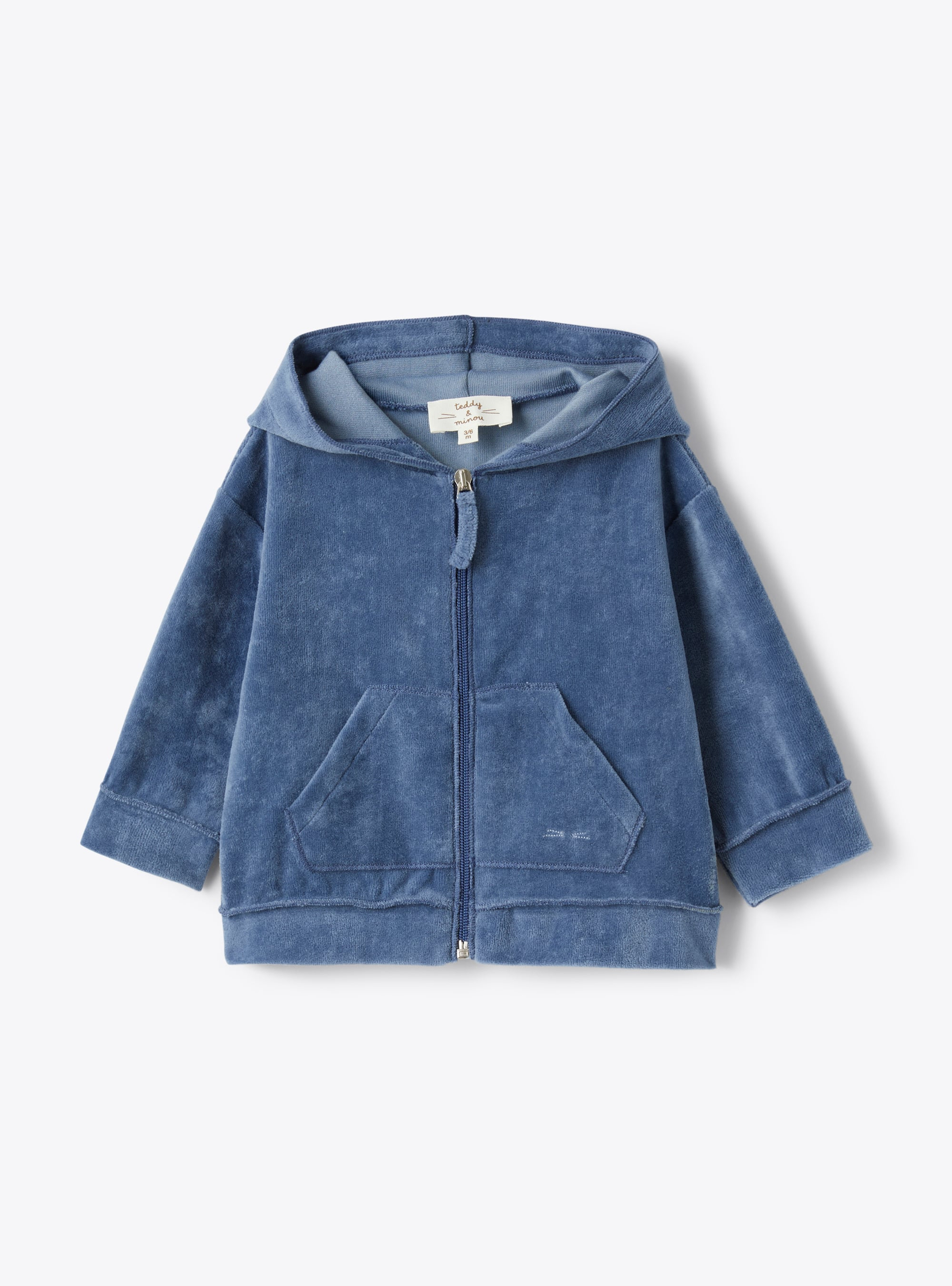 Upcycled corduroy hoodie - Blue | Il Gufo