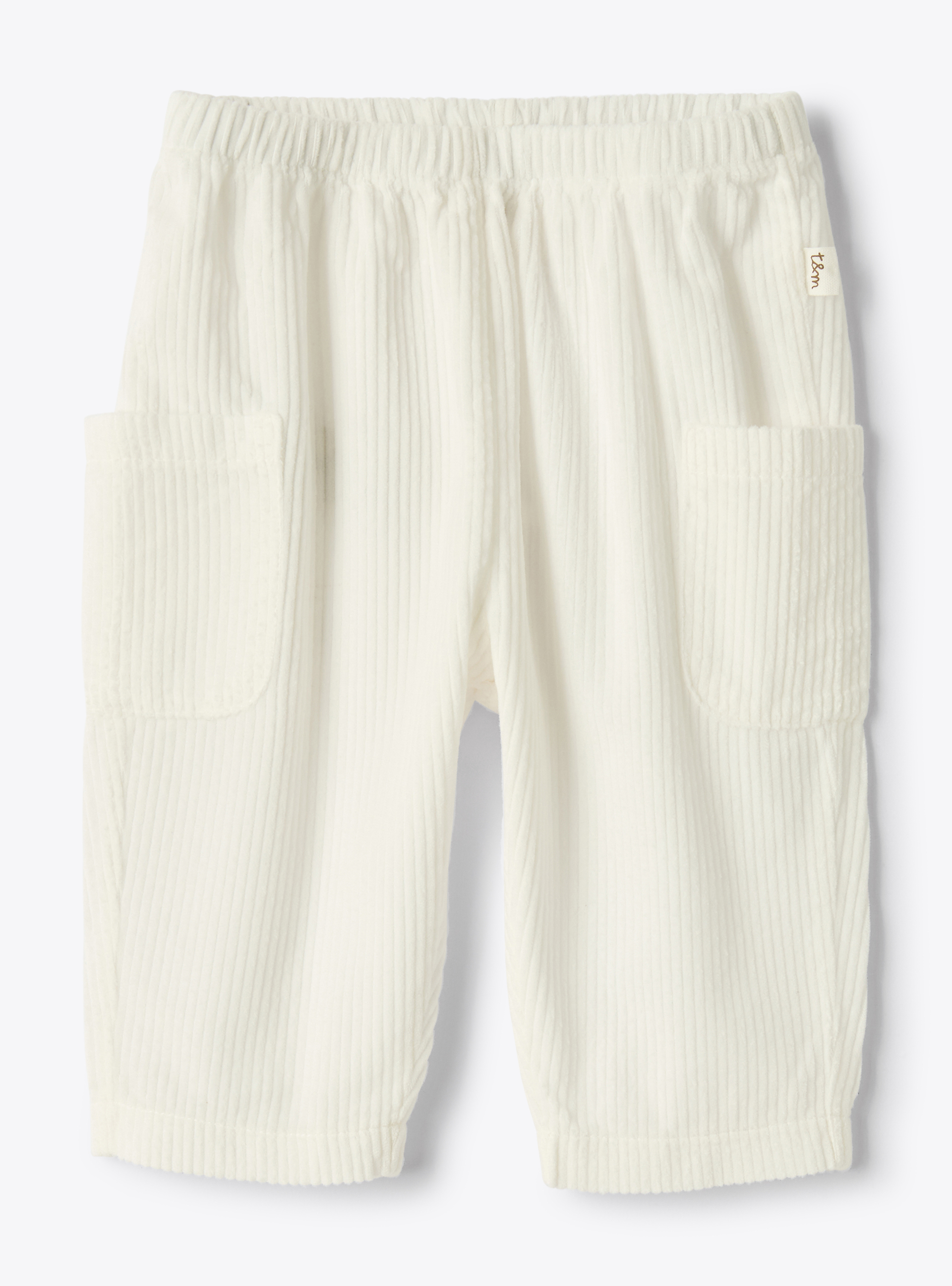 Upcycled ribbed cotton velvet trousers - White | Il Gufo