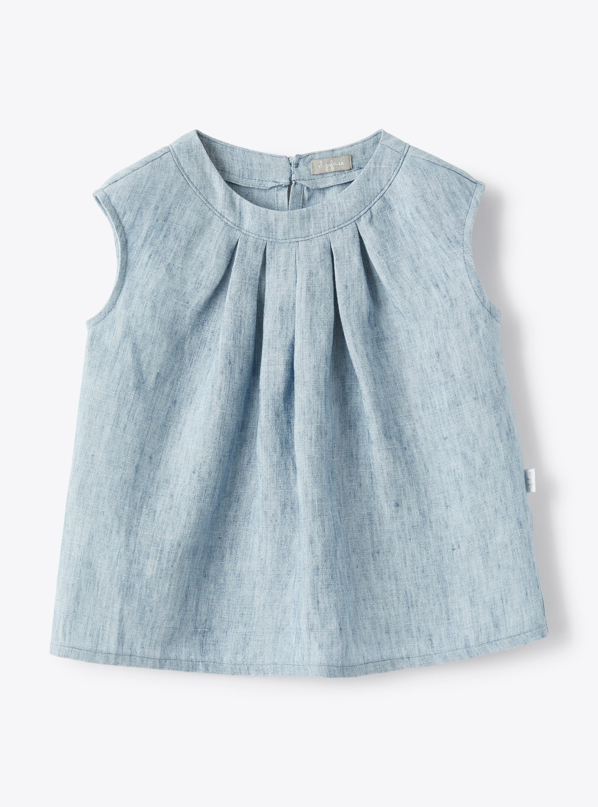 Top in mélange linen - Light blue | Il Gufo