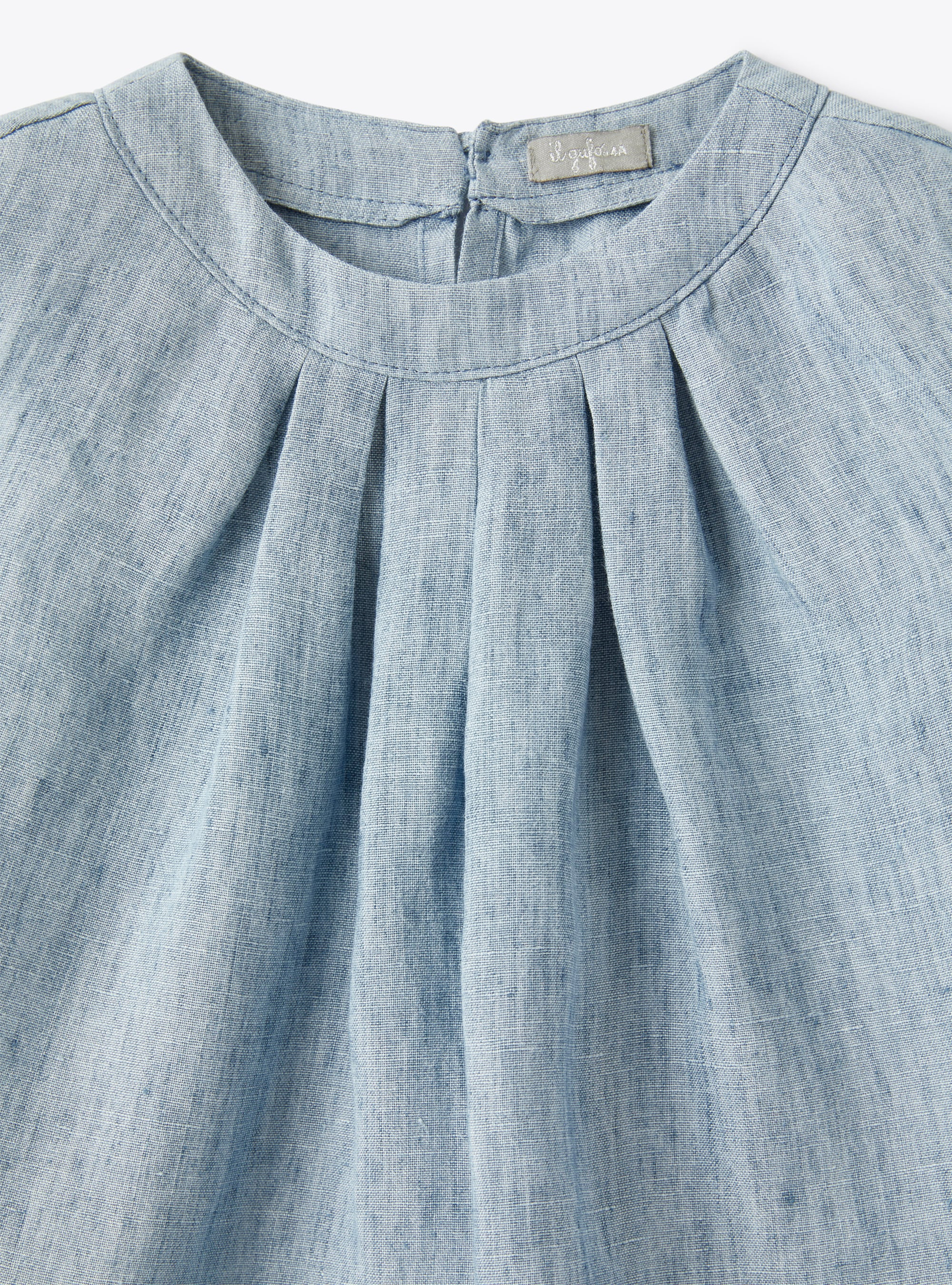 Top in mélange linen - Light blue | Il Gufo