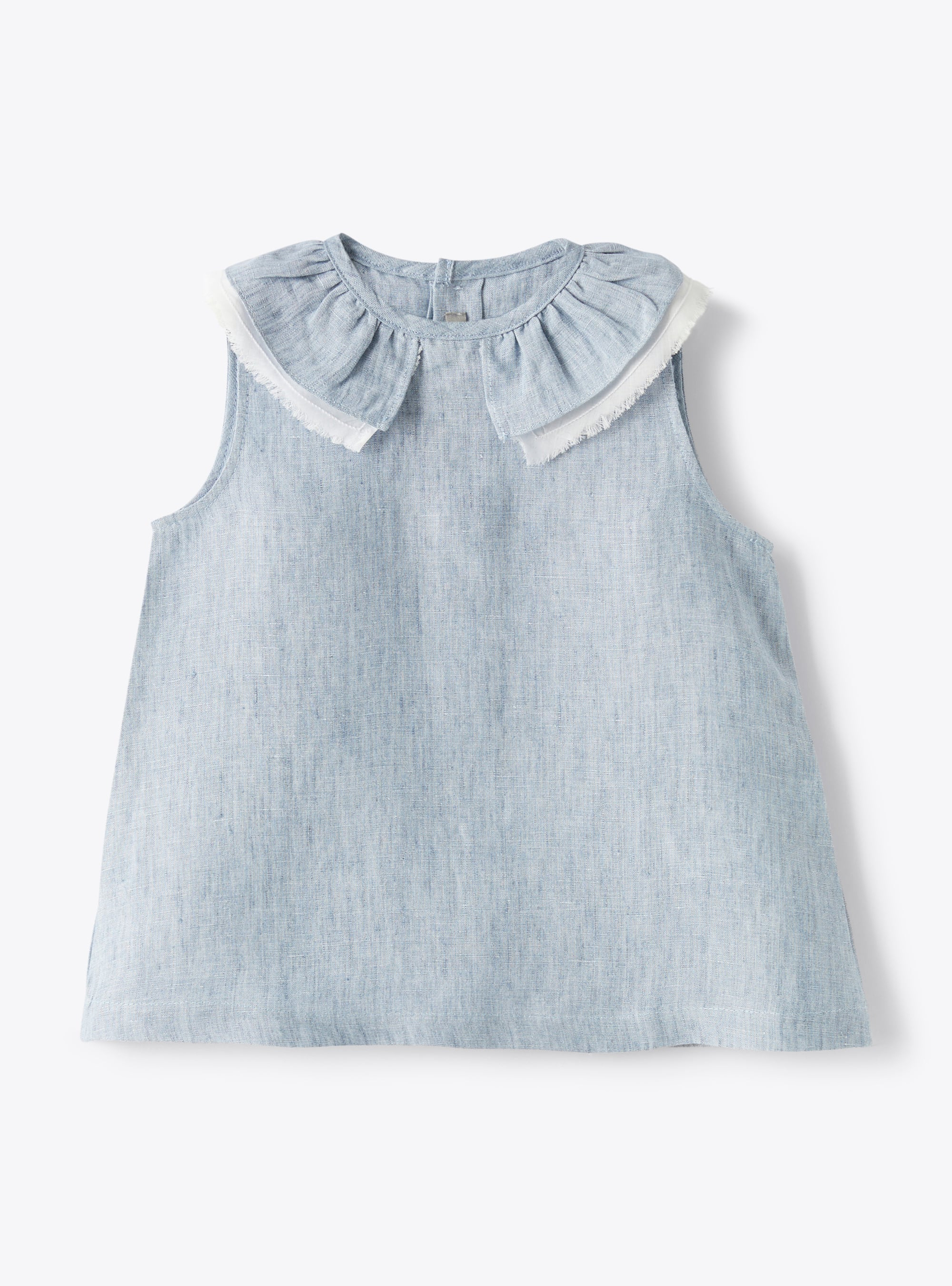 Top in sky-blue mélange linen - Shirts - Il Gufo
