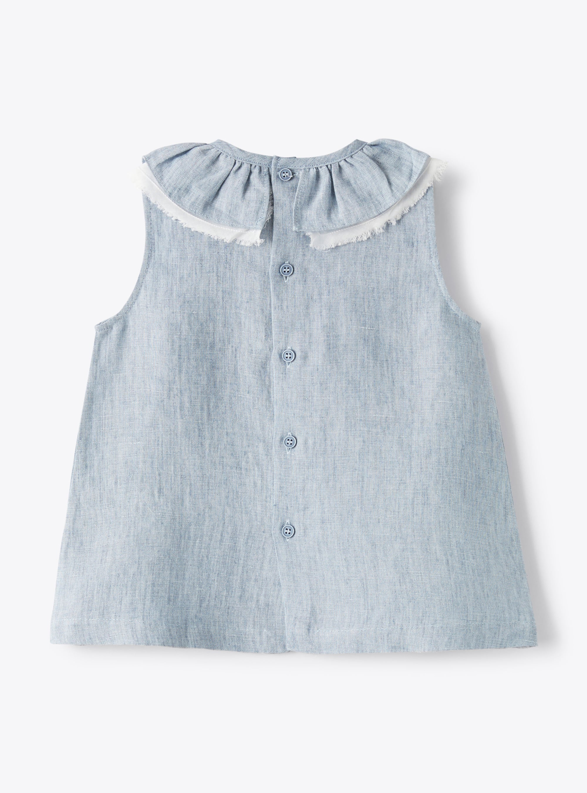 Top in sky-blue mélange linen - Light blue | Il Gufo