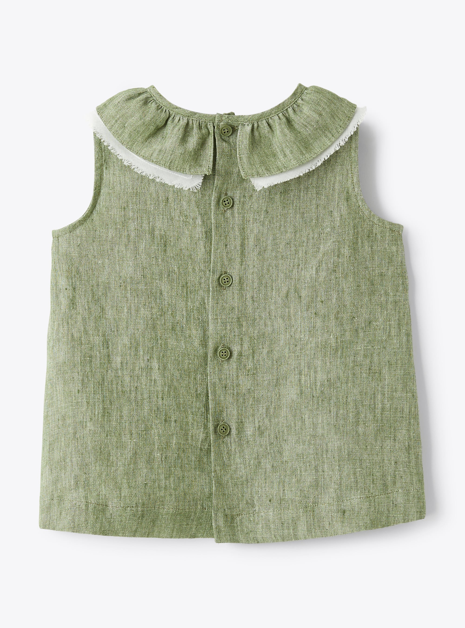 Top in sage-green mélange linen - Green | Il Gufo