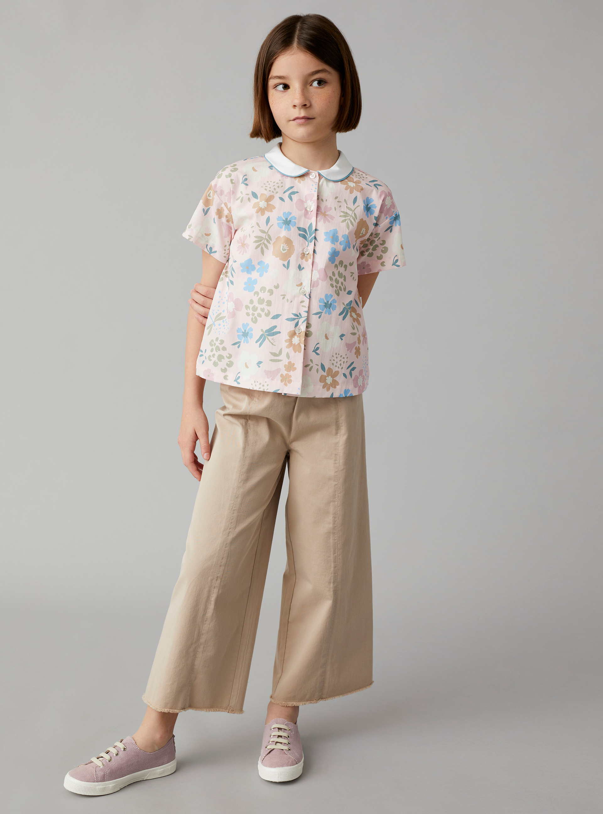Cotton shirt with pink-dragonfly print - Pink | Il Gufo