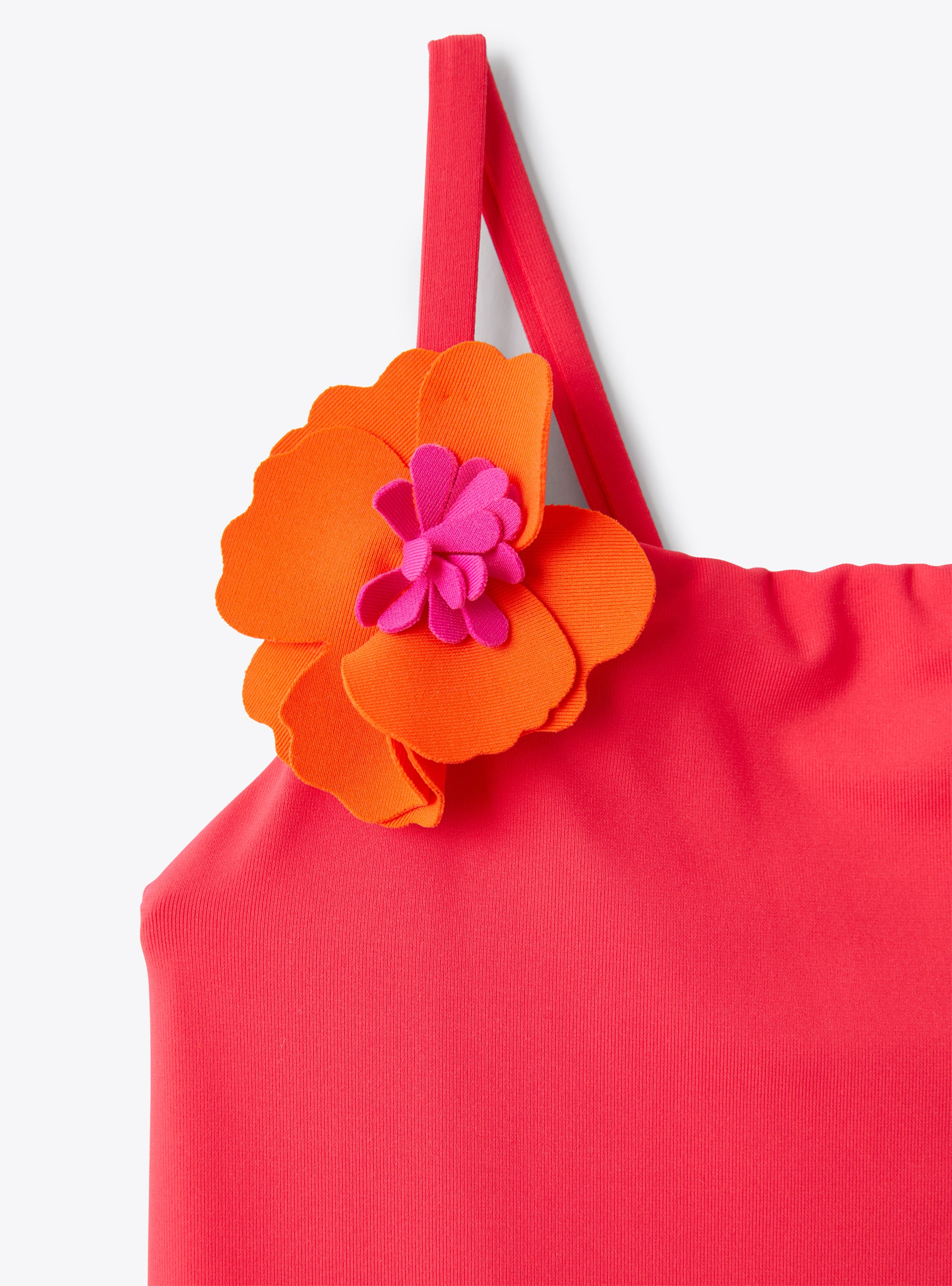 One-piece swimsuit with appliquéd flowers - Red | Il Gufo
