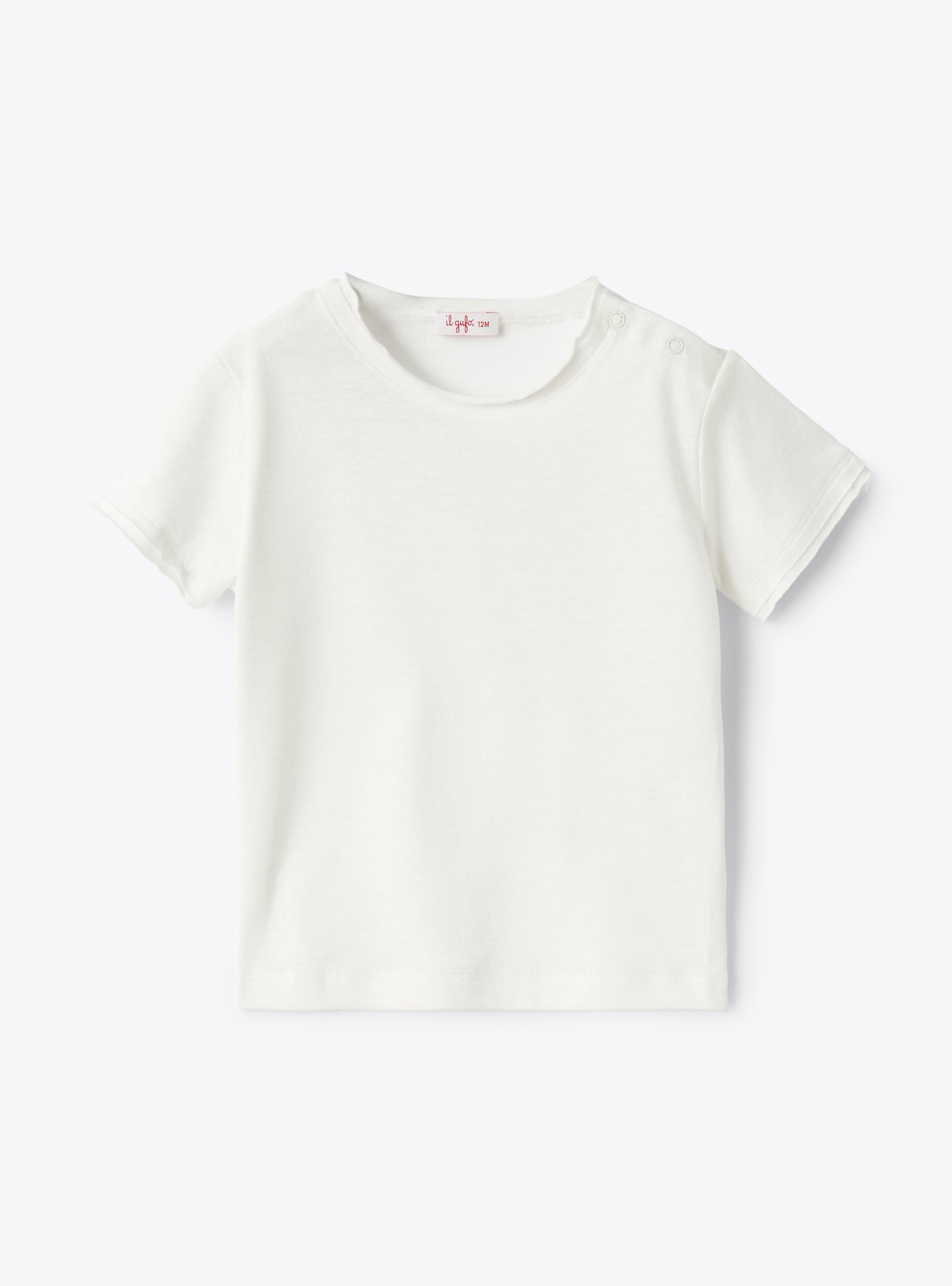 Two-piece set for baby boys with linen dungarees - Beige | Il Gufo