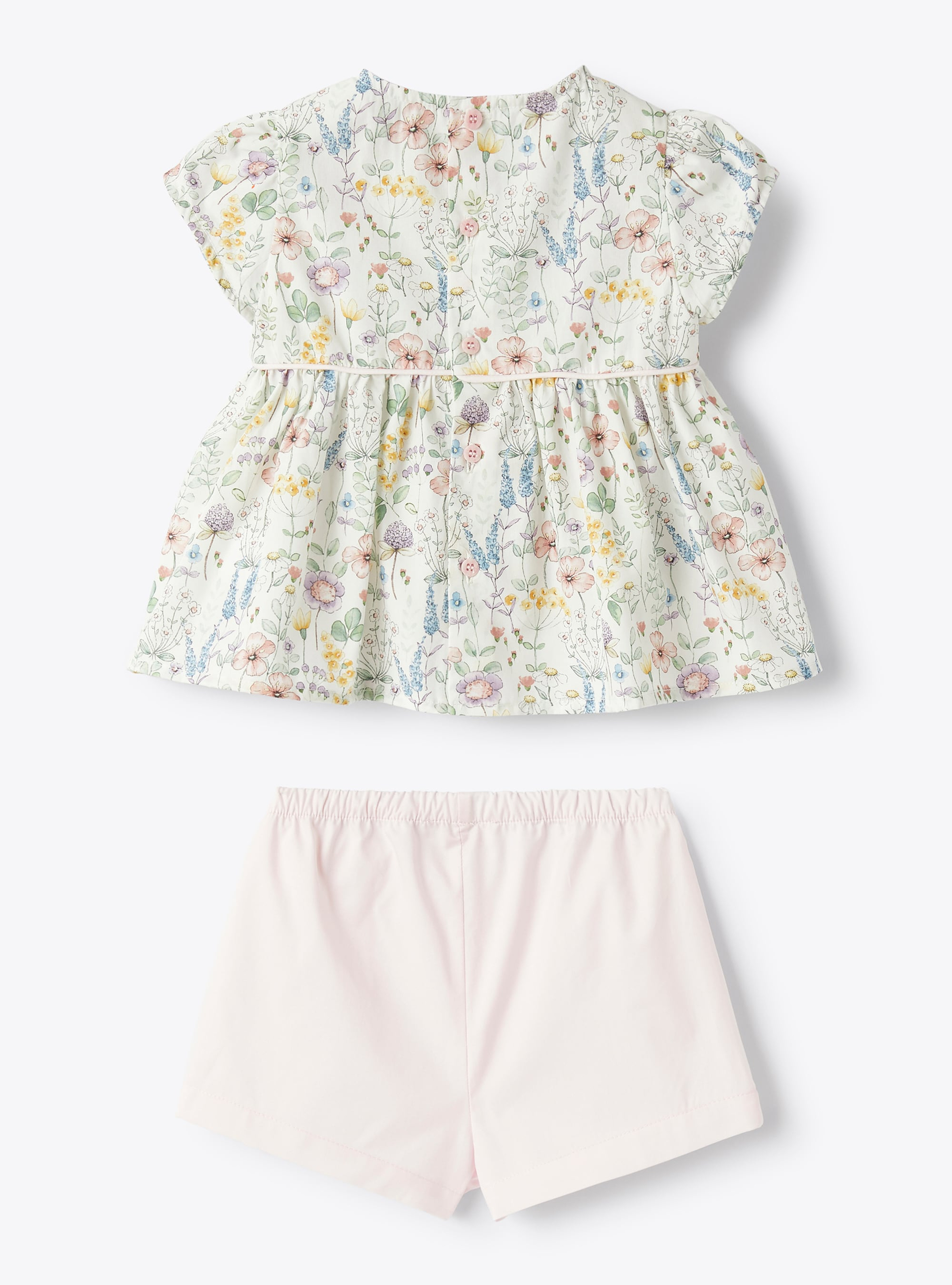 Two-piece set for baby girls in floral-printed organic cotton - Green | Il Gufo