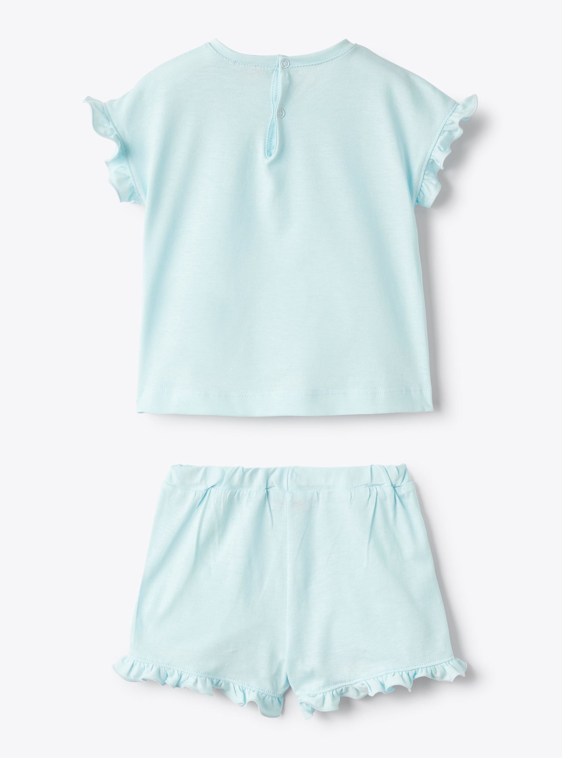 Two-piece set for baby girls in jersey with appliquéd flowers - Fuchsia | Il Gufo