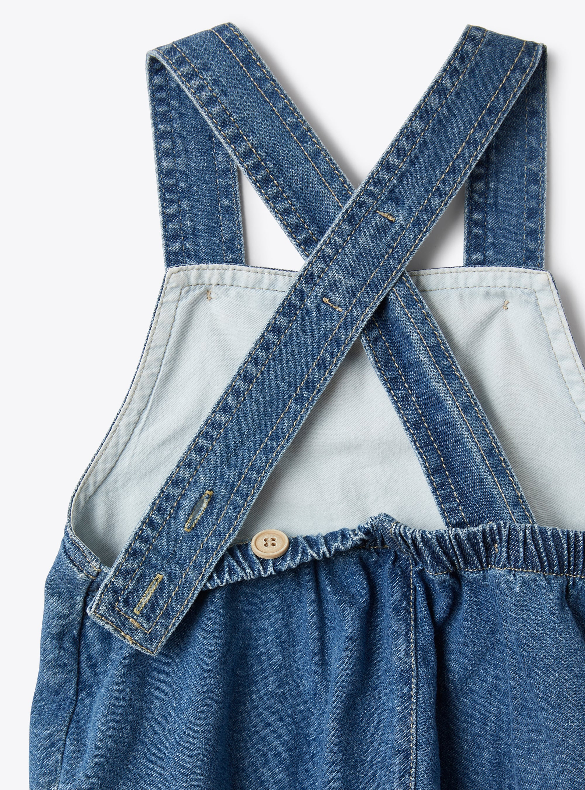 Completo due pezzi con salopette in denim stretch - Blu | Il Gufo