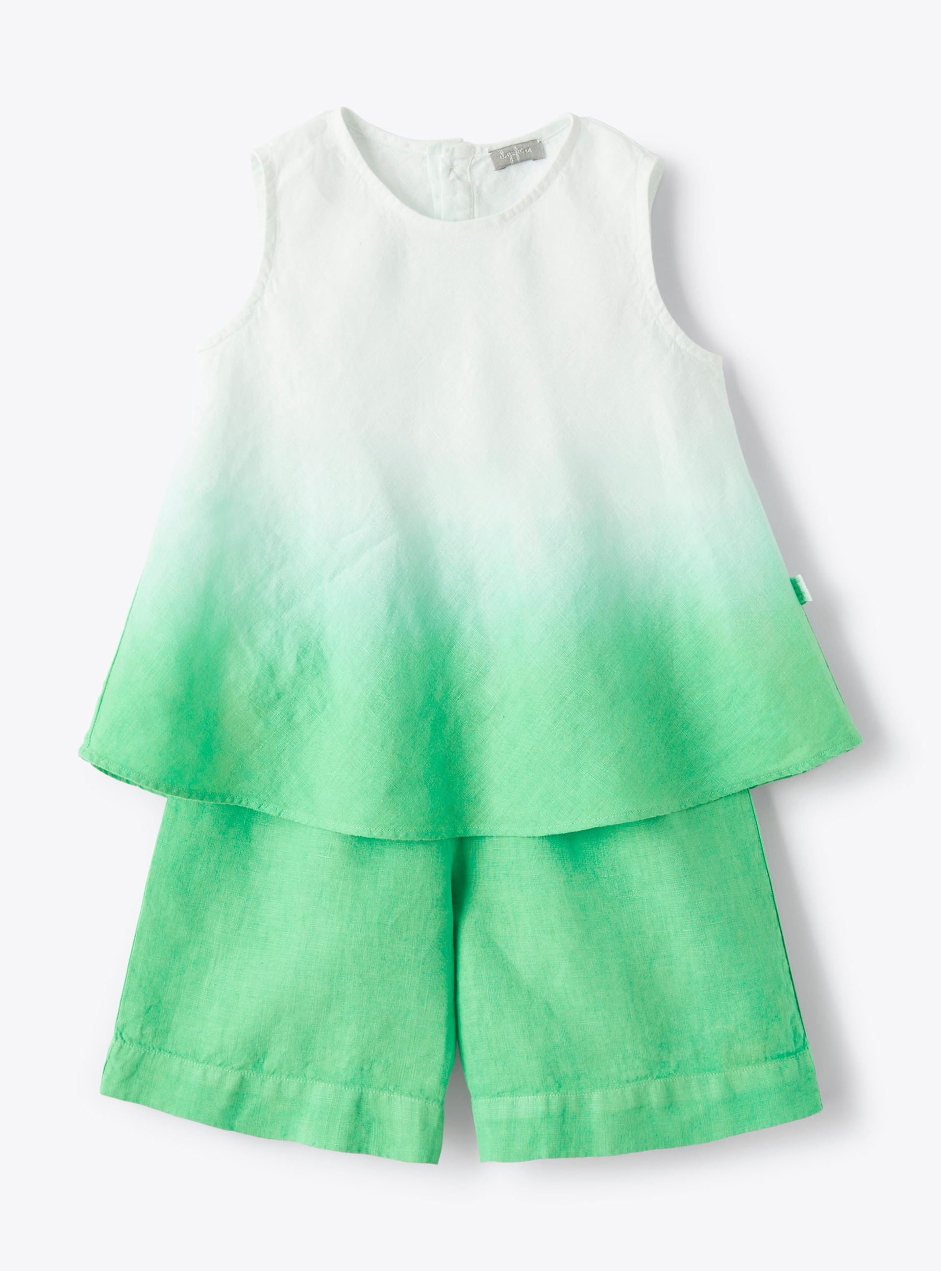 Two-piece set in linen with lime-green gradient colour - Two-piece sets - Il Gufo