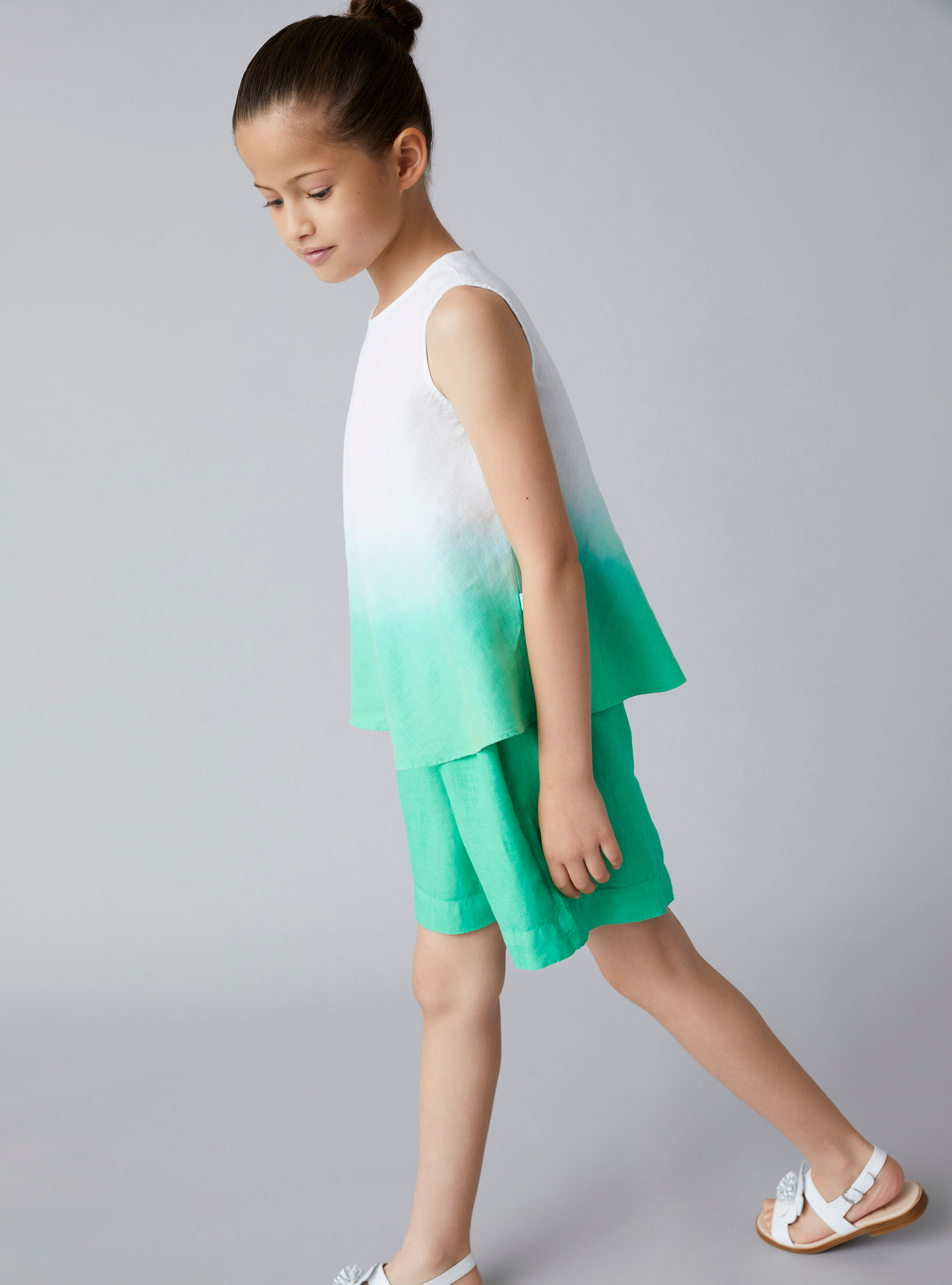 Ensemble deux pièces en lin avec teinture en dégradé citron vert - Vert | Il Gufo