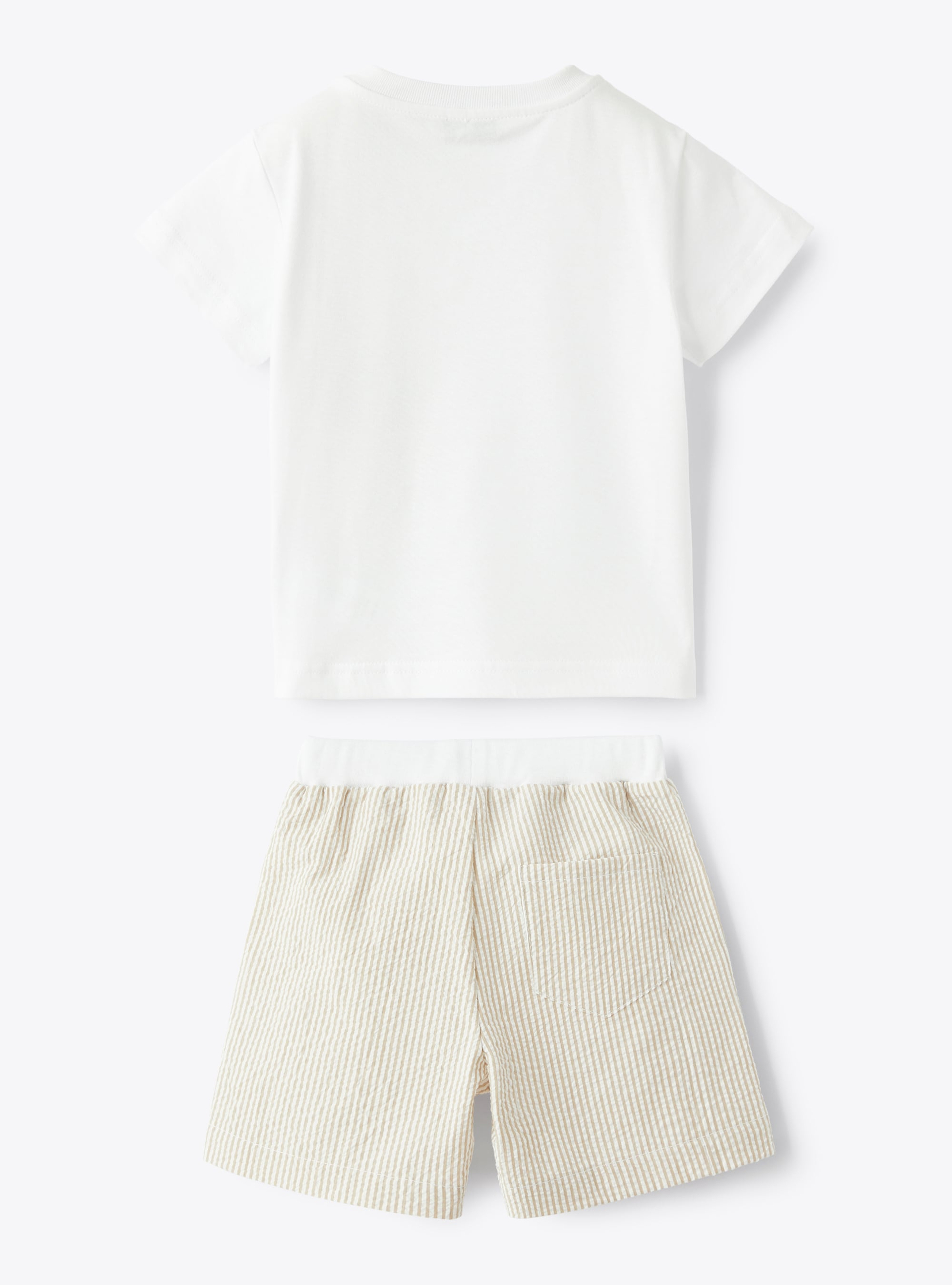Two-piece set in seersucker - Beige | Il Gufo