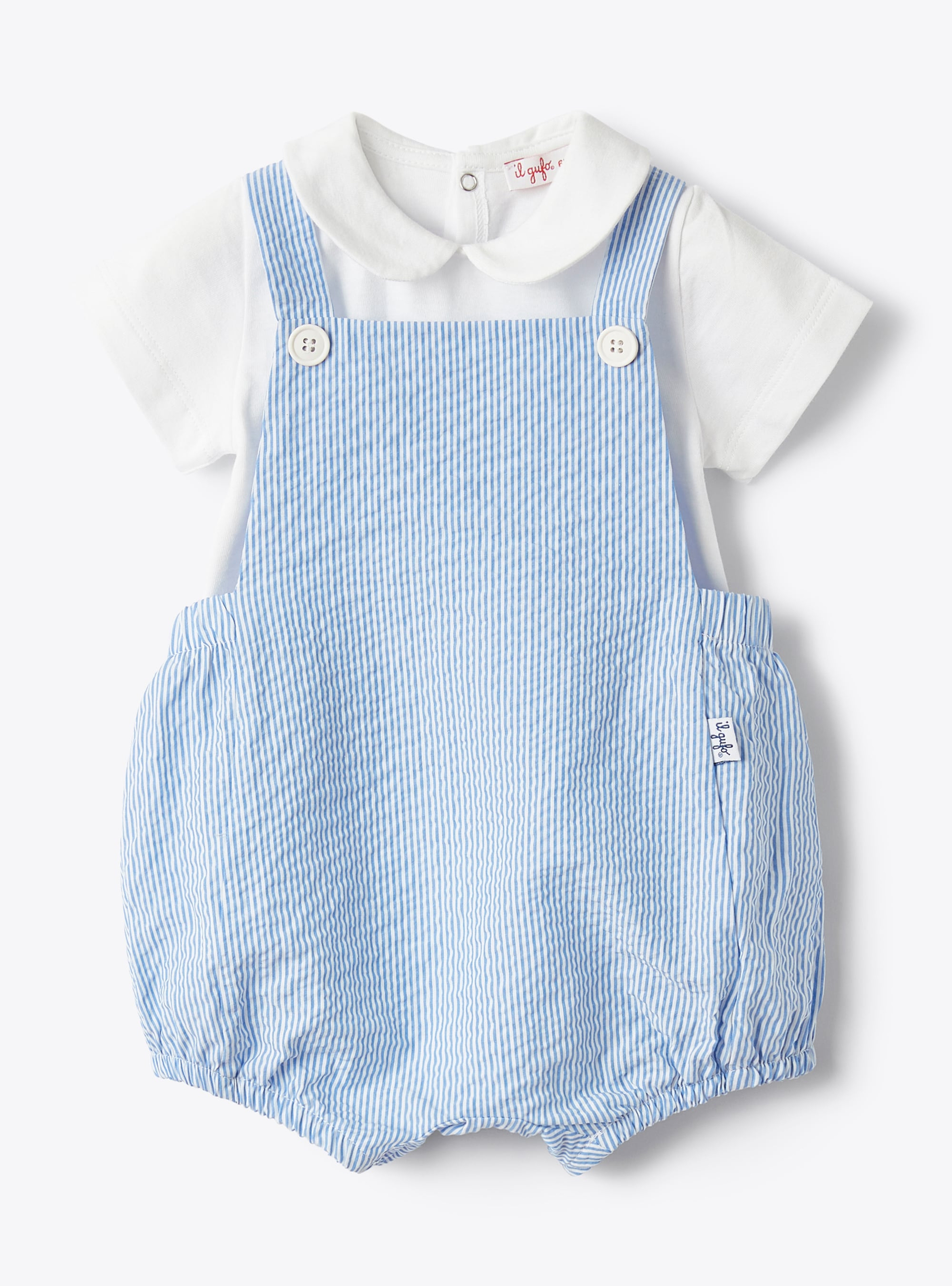 Two-piece set with seersucker dungarees - Two-piece sets - Il Gufo