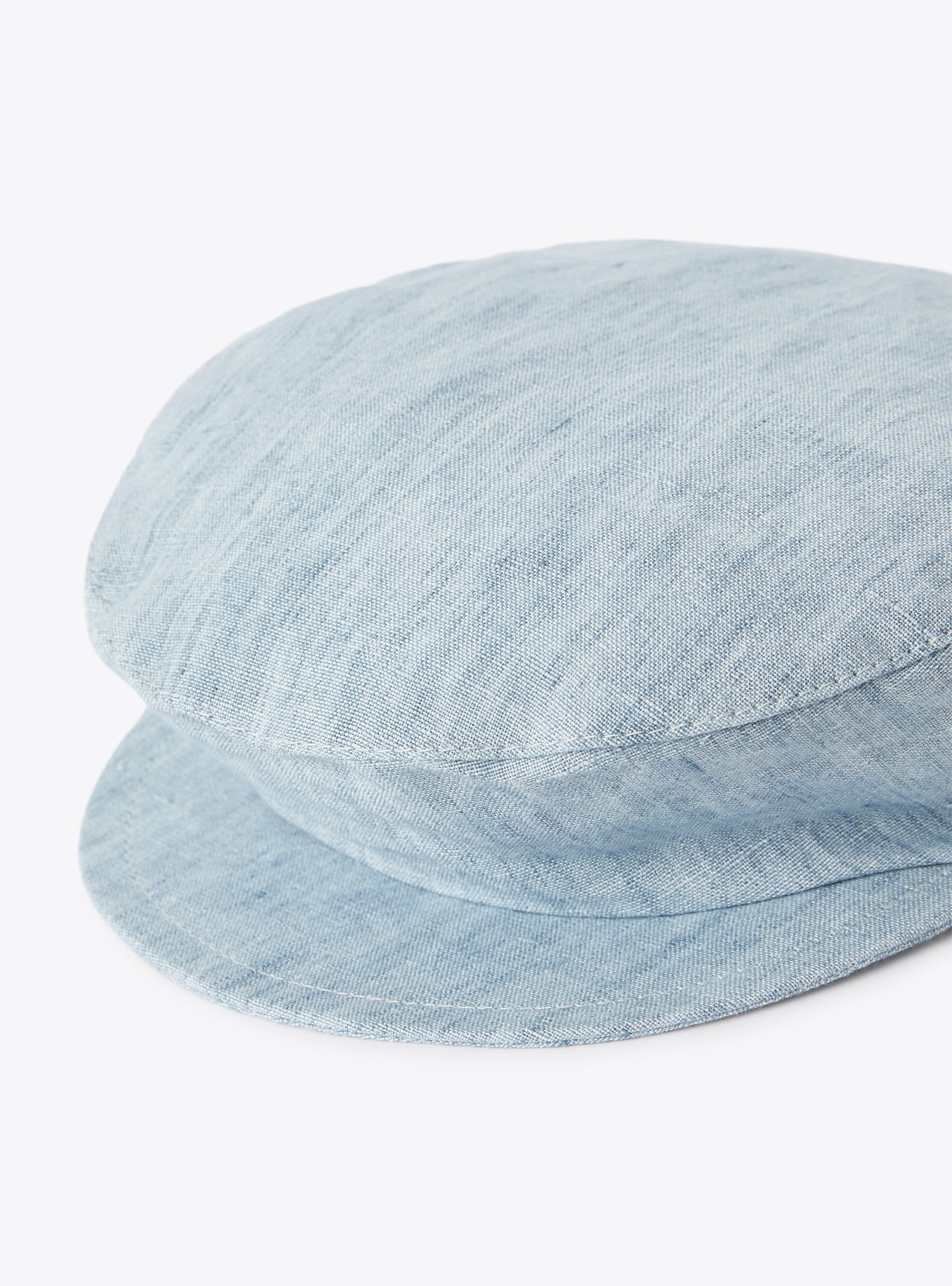 Flat cap in sky-blue linen - Light blue | Il Gufo