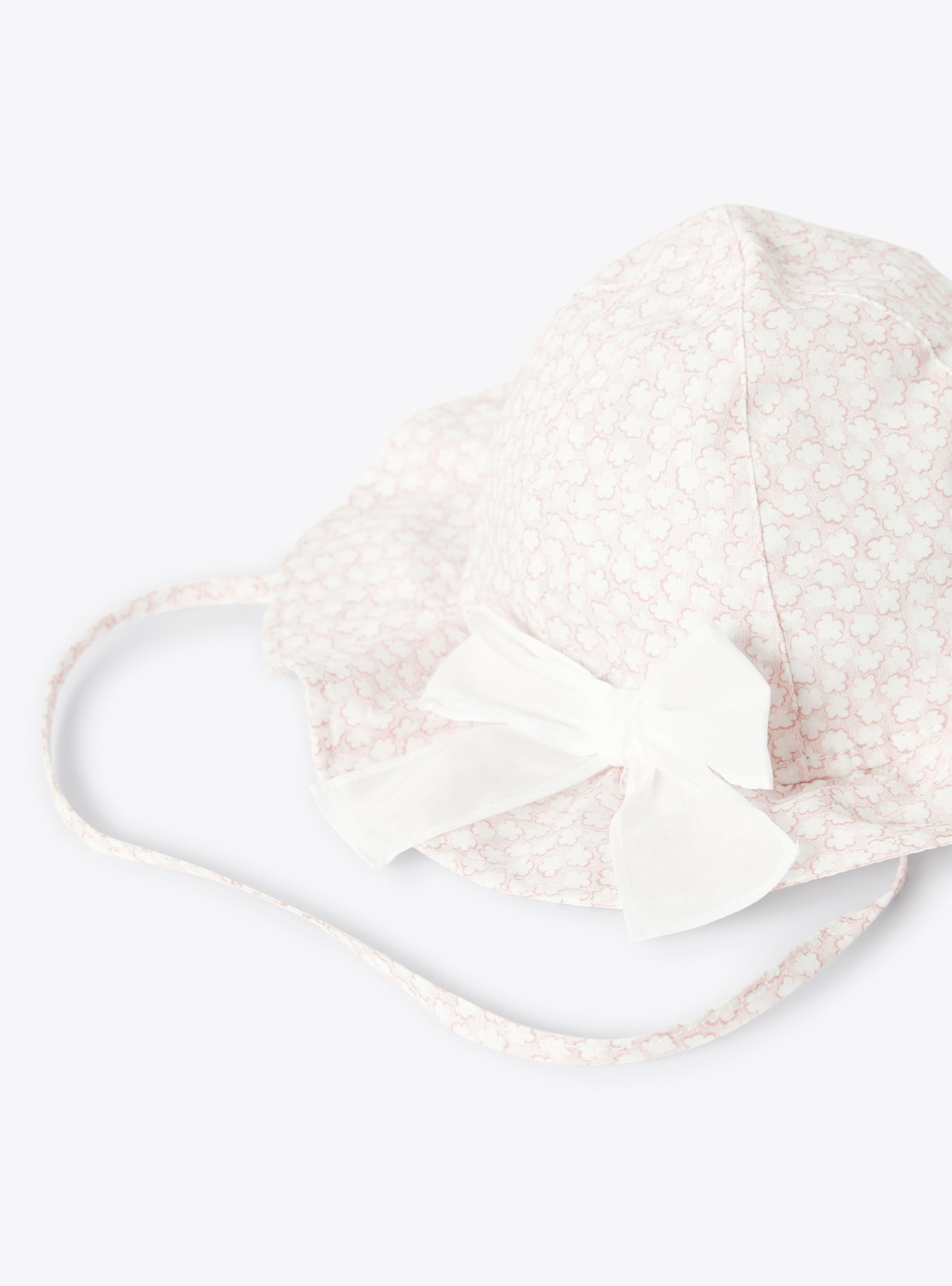 Hat in floral-printed muslin - Pink | Il Gufo