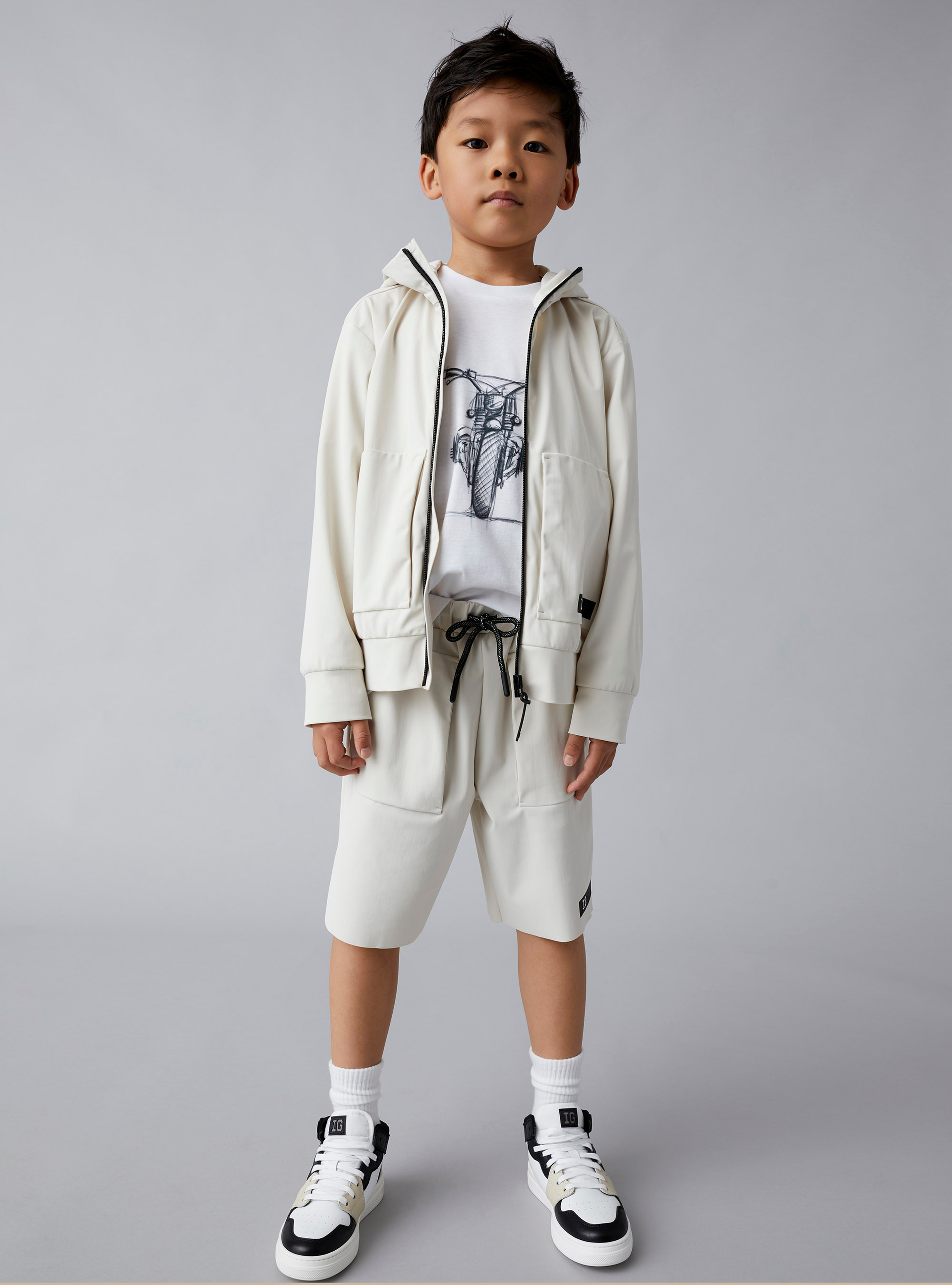 Jacket in Sensitive® Fabrics fleece - White | Il Gufo
