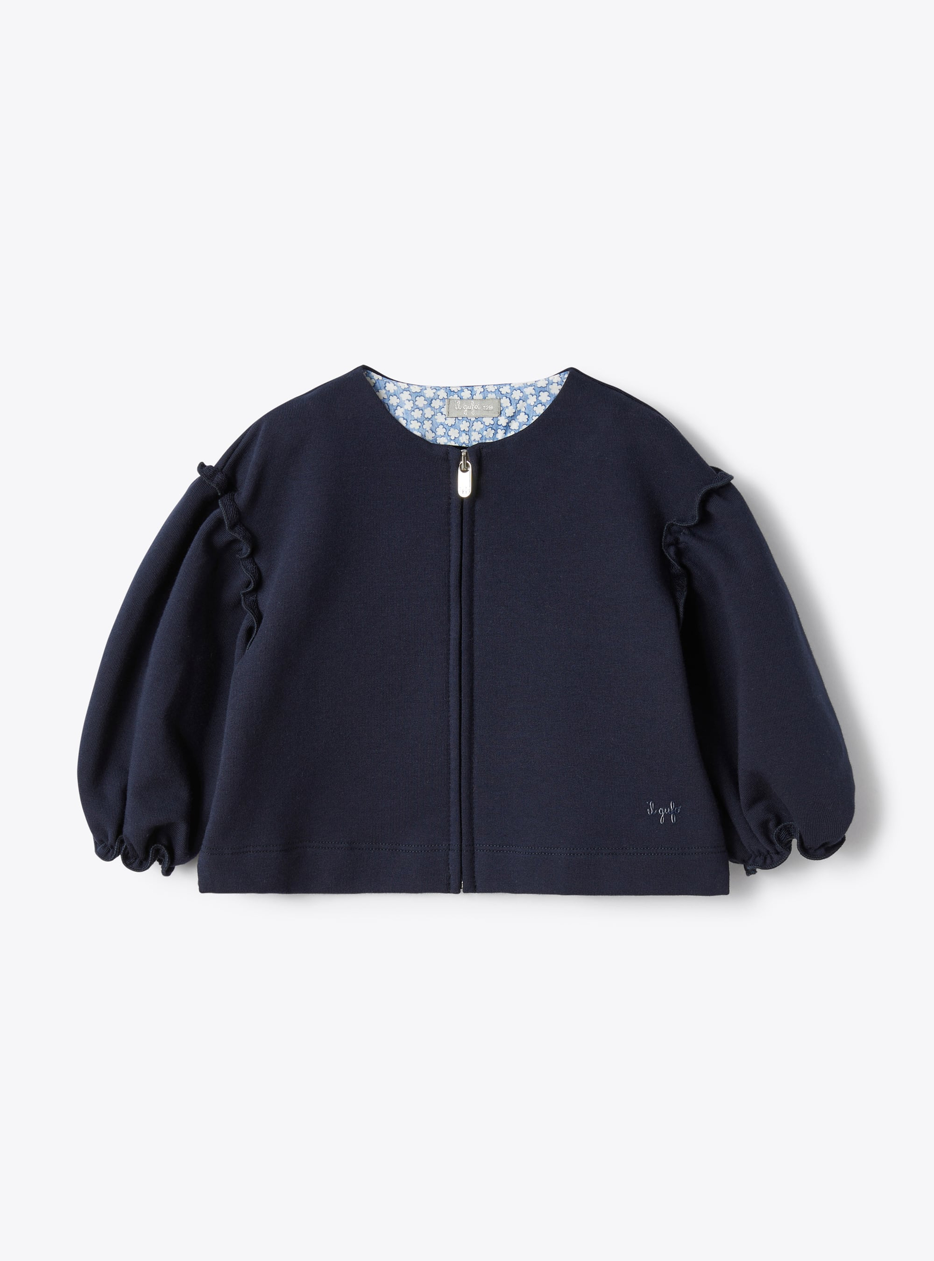 Veste en molleton stretch avec fermeture éclair - Bleu | Il Gufo
