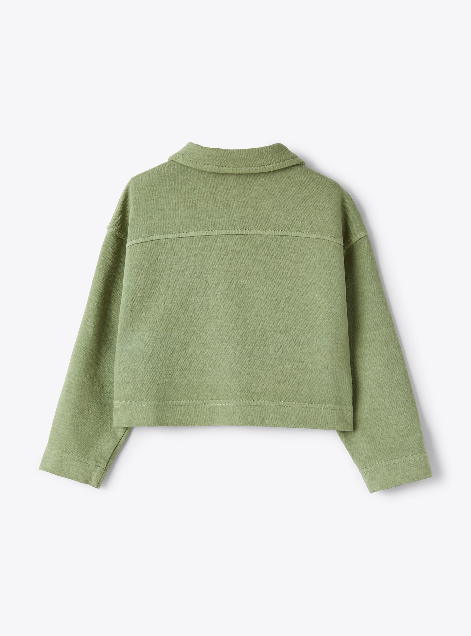 Jacket in sage-green garment-dyed fleece - Green | Il Gufo