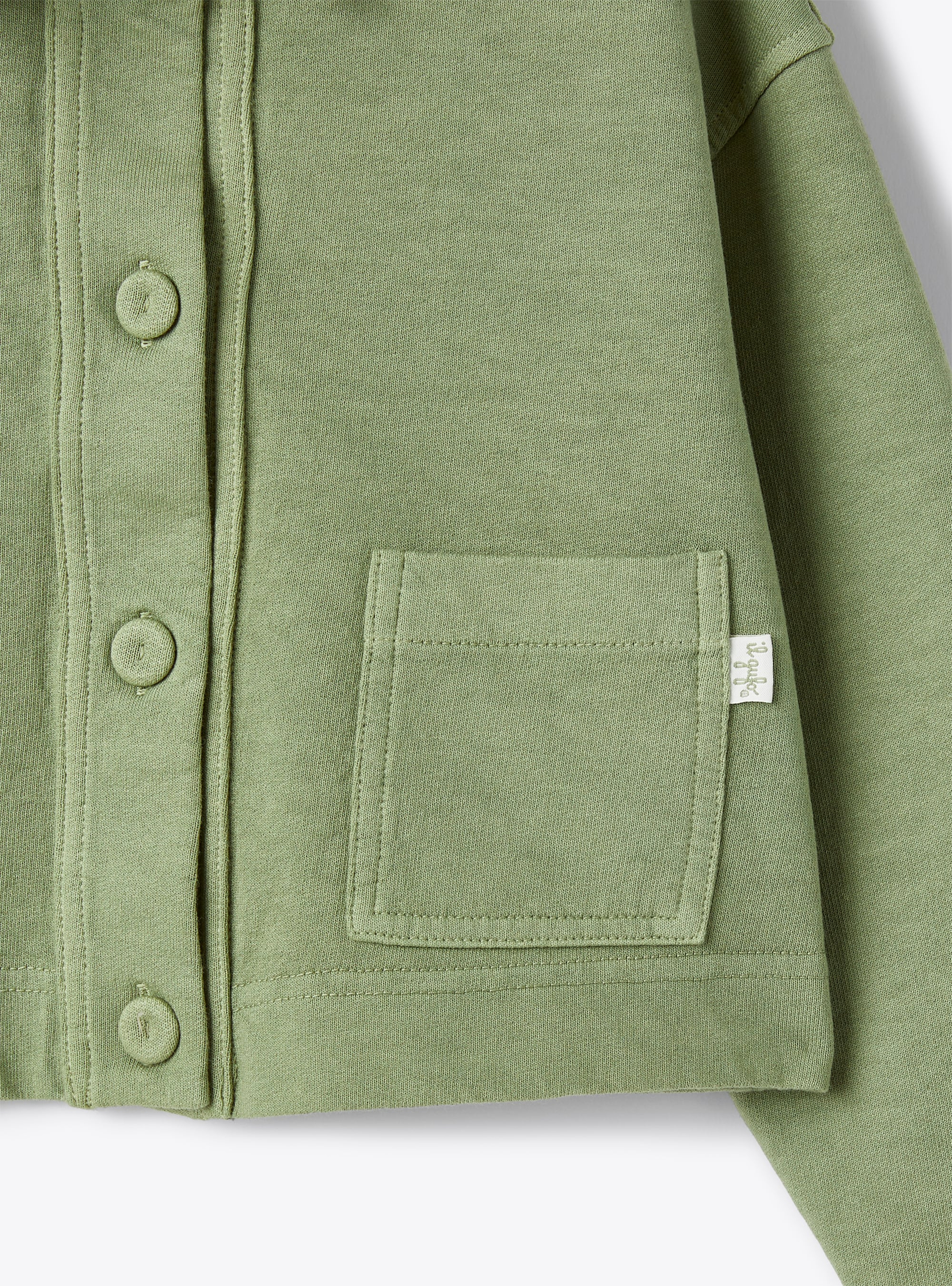Jacket in sage-green garment-dyed fleece - Green | Il Gufo