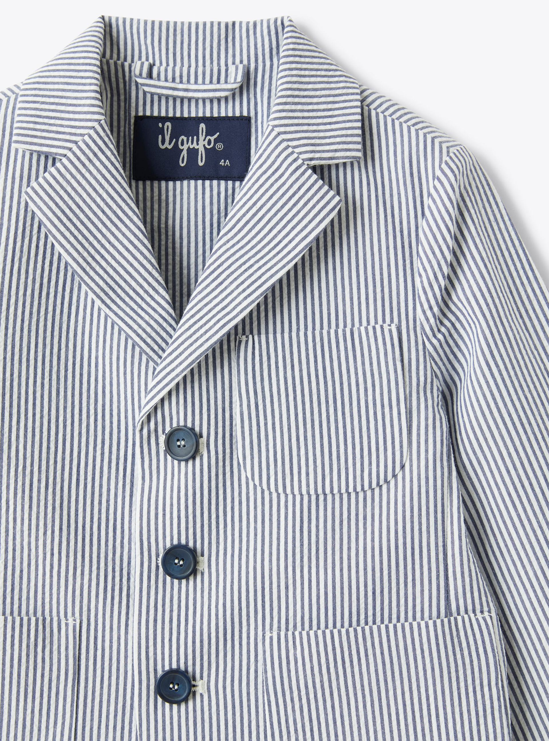 Blazer en seersucker à rayures bleues et blanches - Bleu | Il Gufo