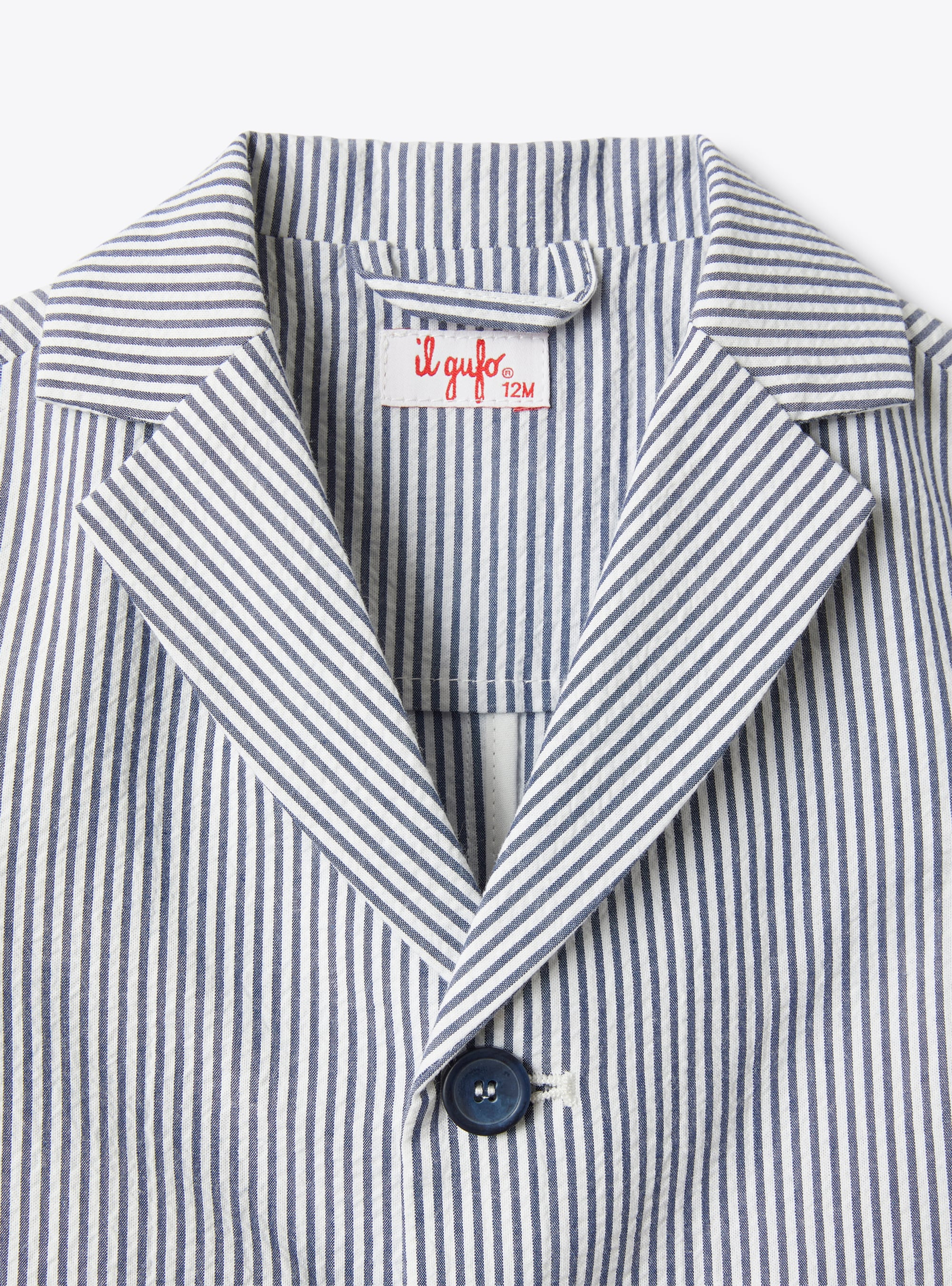 Blazer pour bébé garçon en seersucker à rayures bleues et blanches - Bleu | Il Gufo