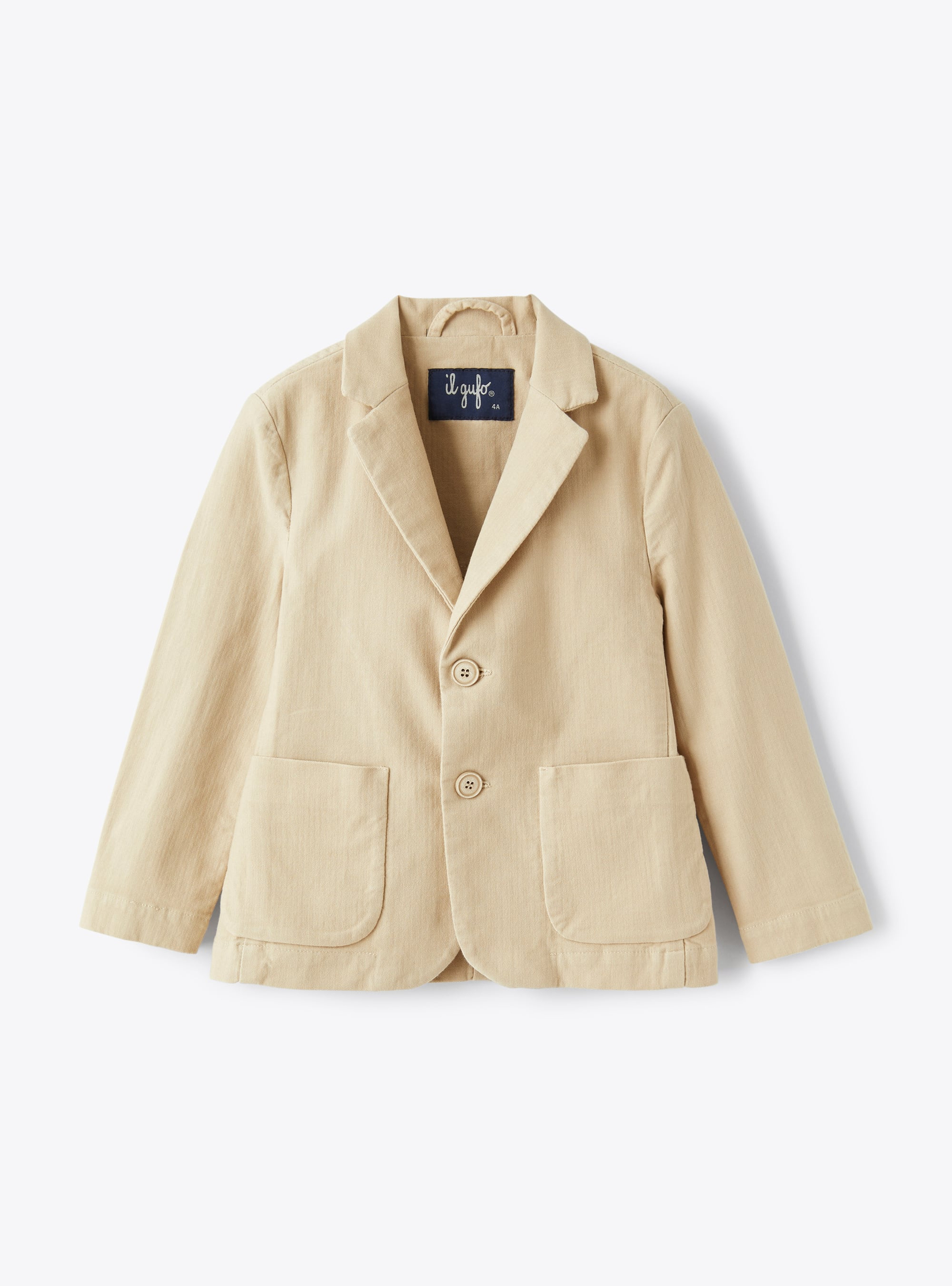 Blazer in herringbone-pattern stretch cotton  - Brown | Il Gufo