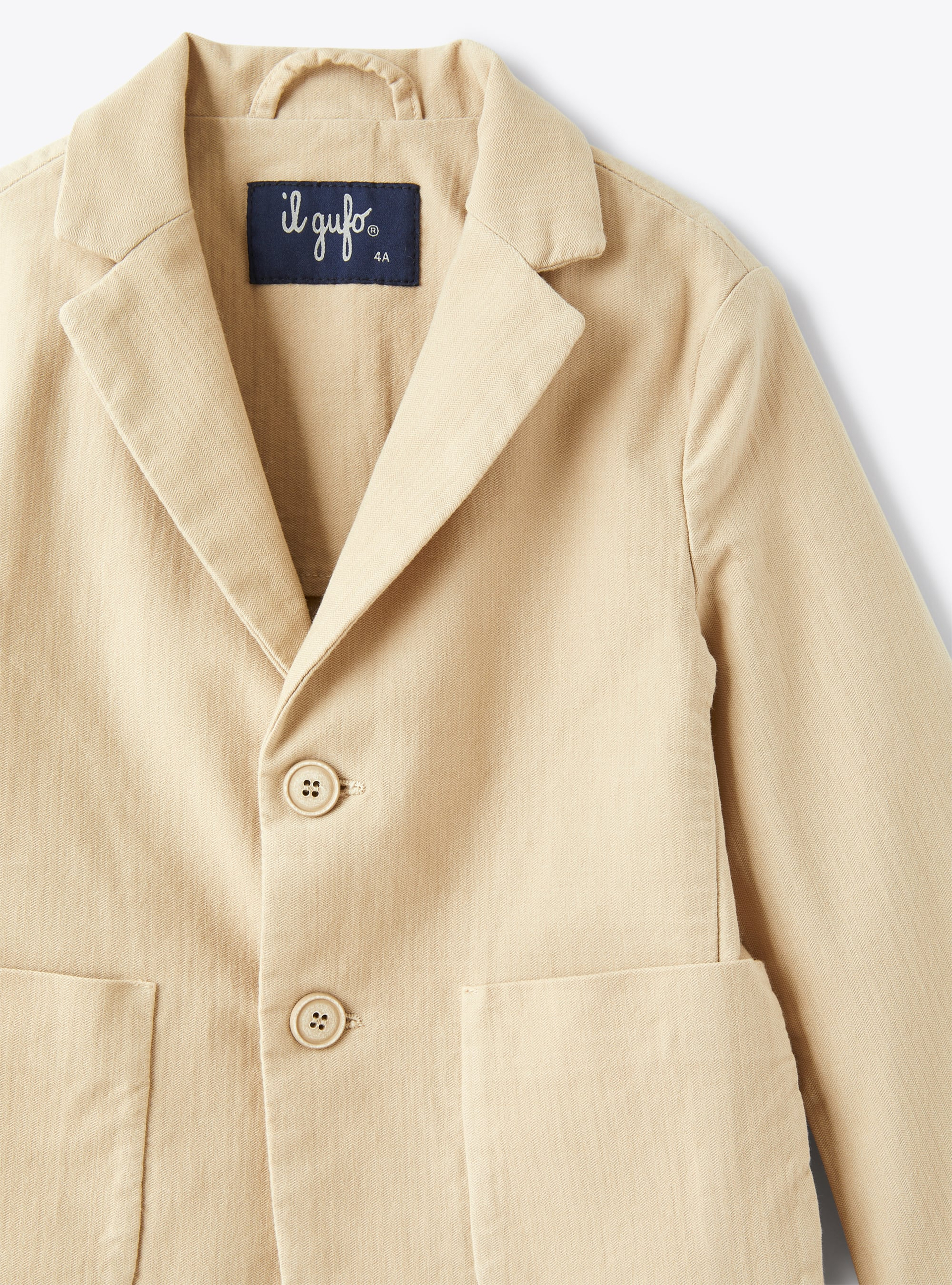 Blazer in herringbone-pattern stretch cotton  - Brown | Il Gufo